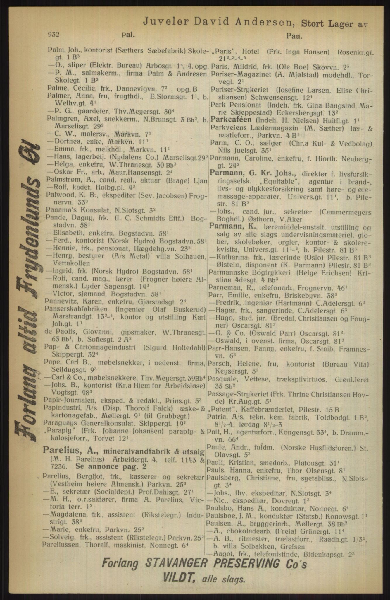 Kristiania/Oslo adressebok, PUBL/-, 1914, p. 932