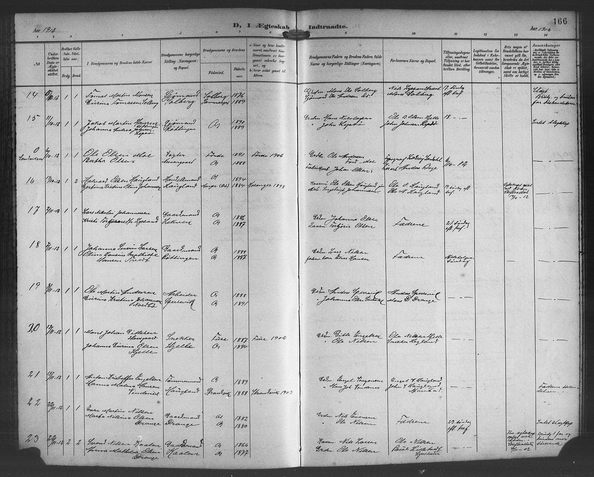 Os sokneprestembete, SAB/A-99929: Parish register (copy) no. A 3, 1897-1913, p. 166