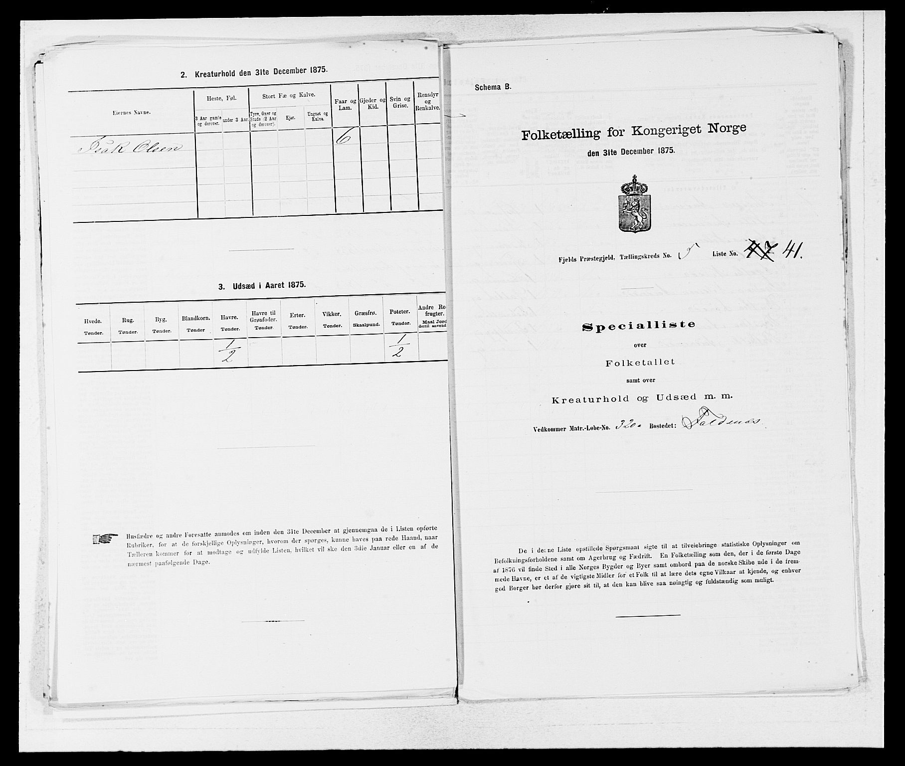 SAB, 1875 census for 1246P Fjell, 1875, p. 686