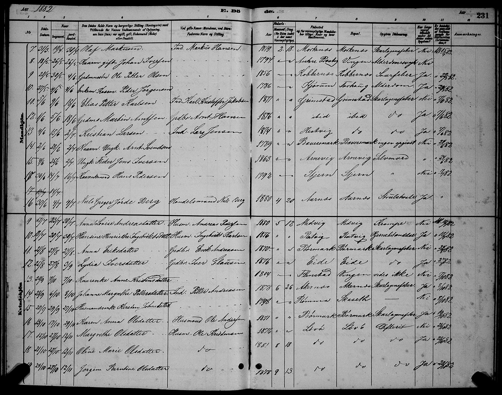 Ministerialprotokoller, klokkerbøker og fødselsregistre - Sør-Trøndelag, SAT/A-1456/655/L0687: Parish register (copy) no. 655C03, 1880-1898, p. 231
