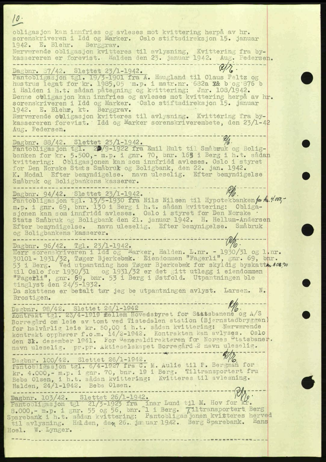 Idd og Marker sorenskriveri, AV/SAO-A-10283/G/Gb/Gbc/L0002: Mortgage book no. B4-9a, 1939-1945, Diary no: : 87/1942