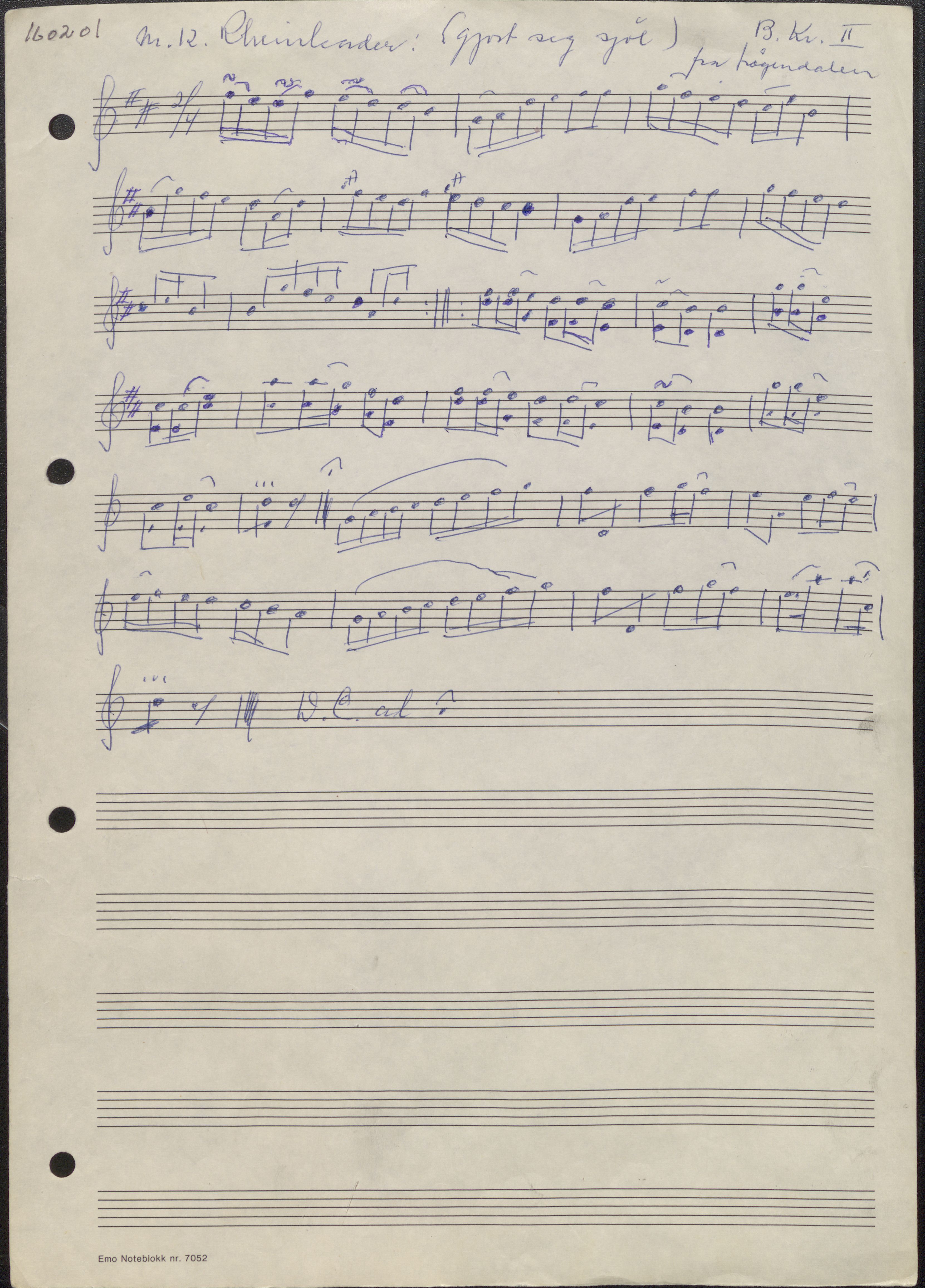 Sa 42 - Storgårds- og folkemusikk fra Klokkergården (Lardal bygdetun), VEMU/A-2514/F/L0002/0009: Originale håndskrevne, trykte og kopierte noter og notebøker, hefter, brev m.m. / Noter etter Borger Kruke, 1850-1880