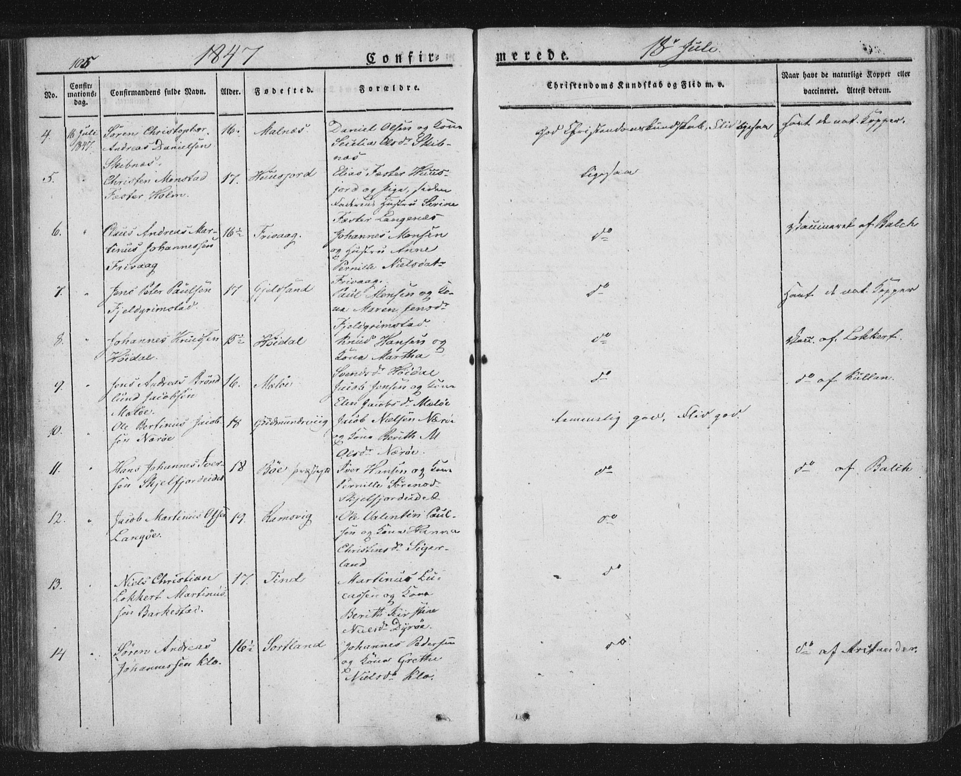 Ministerialprotokoller, klokkerbøker og fødselsregistre - Nordland, AV/SAT-A-1459/893/L1332: Parish register (official) no. 893A05, 1841-1858, p. 105
