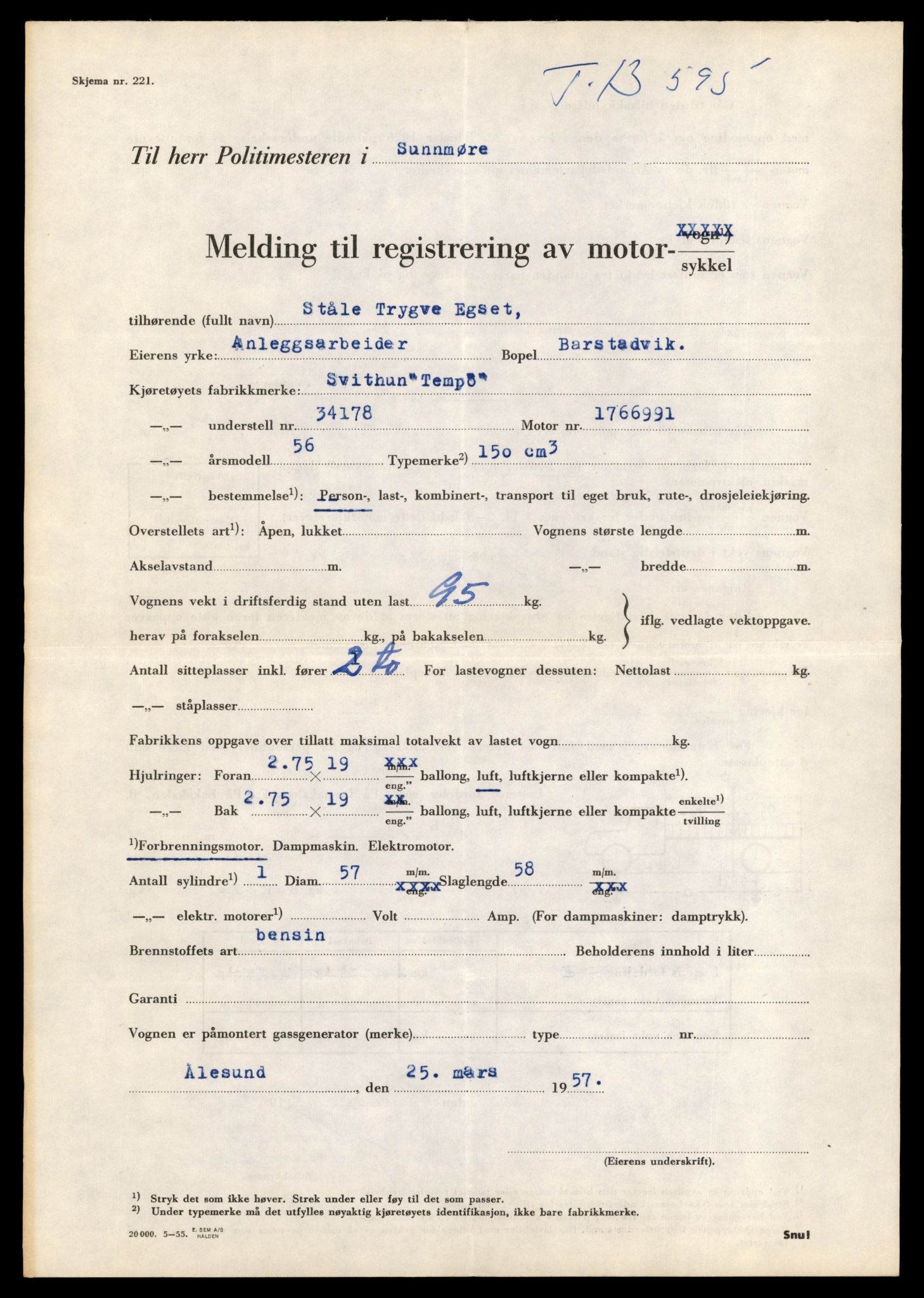 Møre og Romsdal vegkontor - Ålesund trafikkstasjon, AV/SAT-A-4099/F/Fe/L0040: Registreringskort for kjøretøy T 13531 - T 13709, 1927-1998, p. 1158