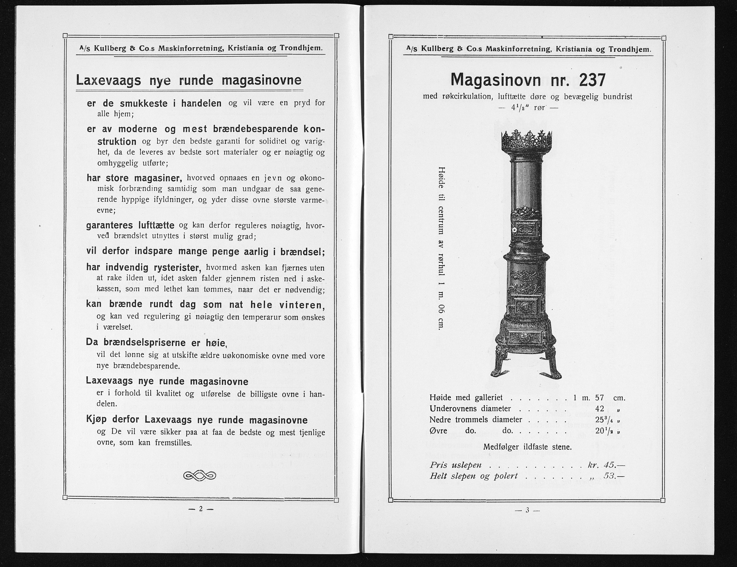 Næs Jernverksmuseets samling av historiske ovnskataloger, NESJ/NJM-006/01/L0055: Laxevaags værk, Katalog over støpegods, Circulaire nr. 55, uten år, 1900-1940