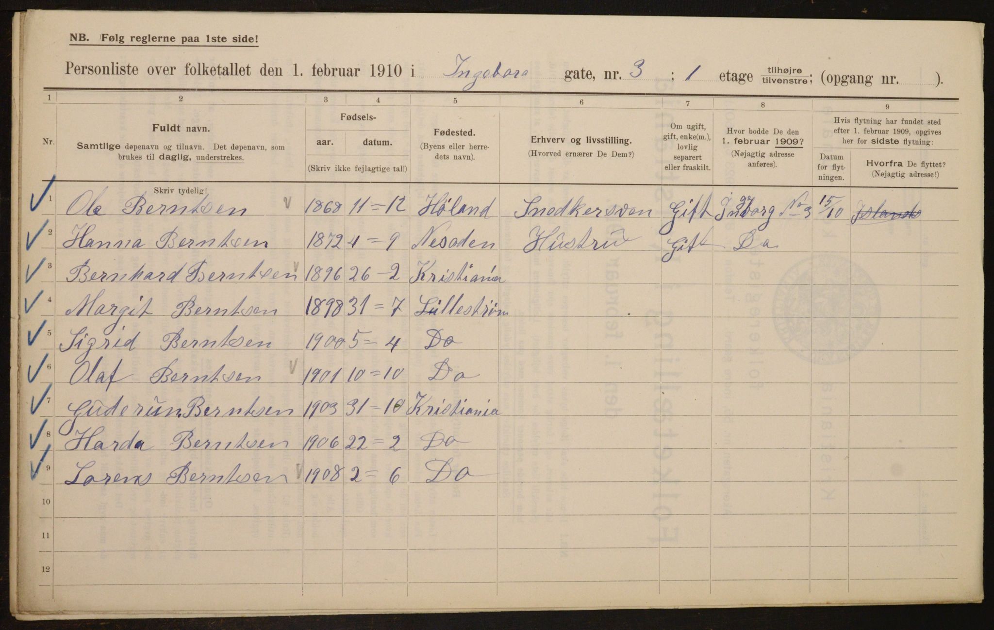 OBA, Municipal Census 1910 for Kristiania, 1910, p. 42777