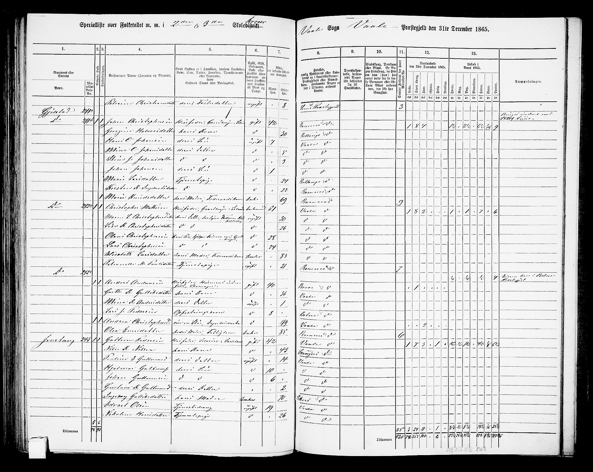 RA, 1865 census for Våle, 1865, p. 83