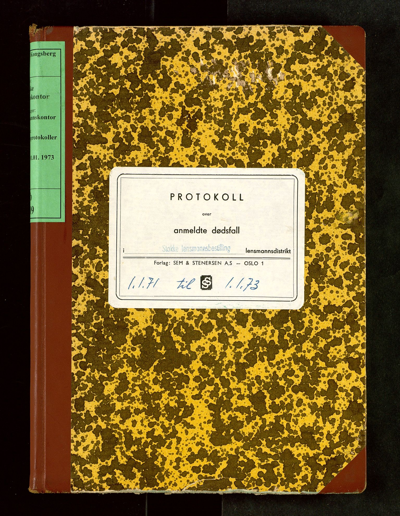 Stokke lensmannskontor, AV/SAKO-A-550/H/Hb/L0009: Dødsfallsprotokoller, 1971-1973