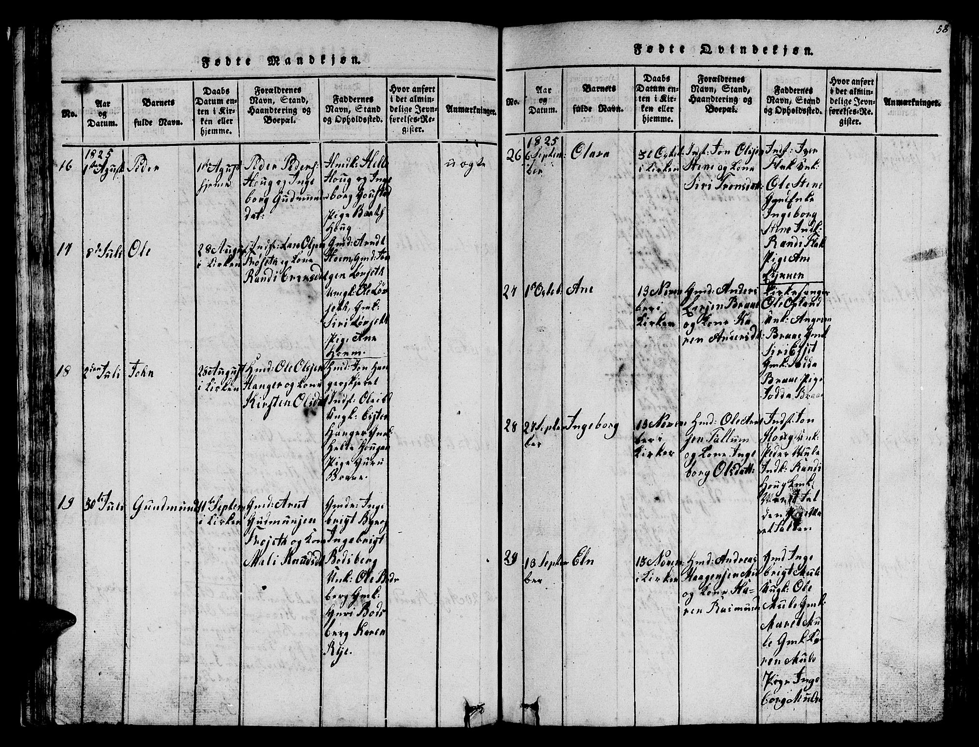 Ministerialprotokoller, klokkerbøker og fødselsregistre - Sør-Trøndelag, SAT/A-1456/612/L0385: Parish register (copy) no. 612C01, 1816-1845, p. 58