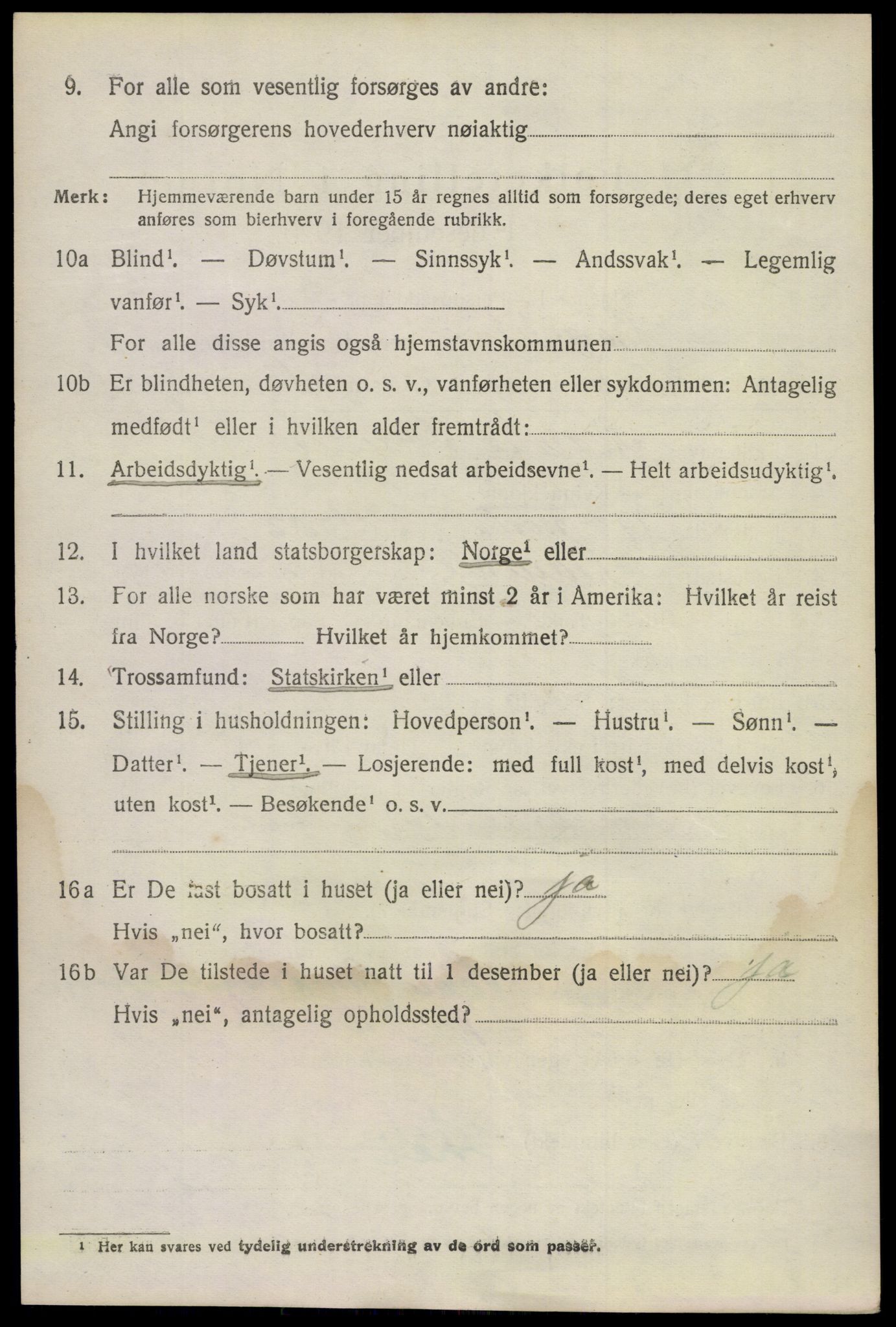 SAKO, 1920 census for Bamble, 1920, p. 4460