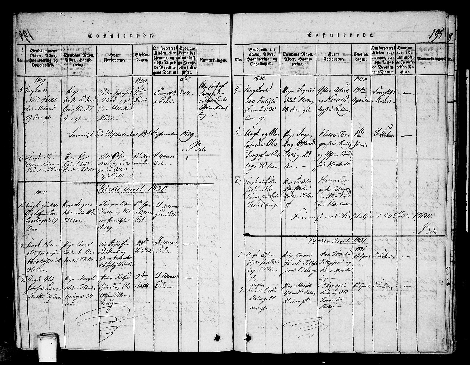 Tinn kirkebøker, SAKO/A-308/G/Gb/L0001: Parish register (copy) no. II 1 /1, 1815-1850, p. 195