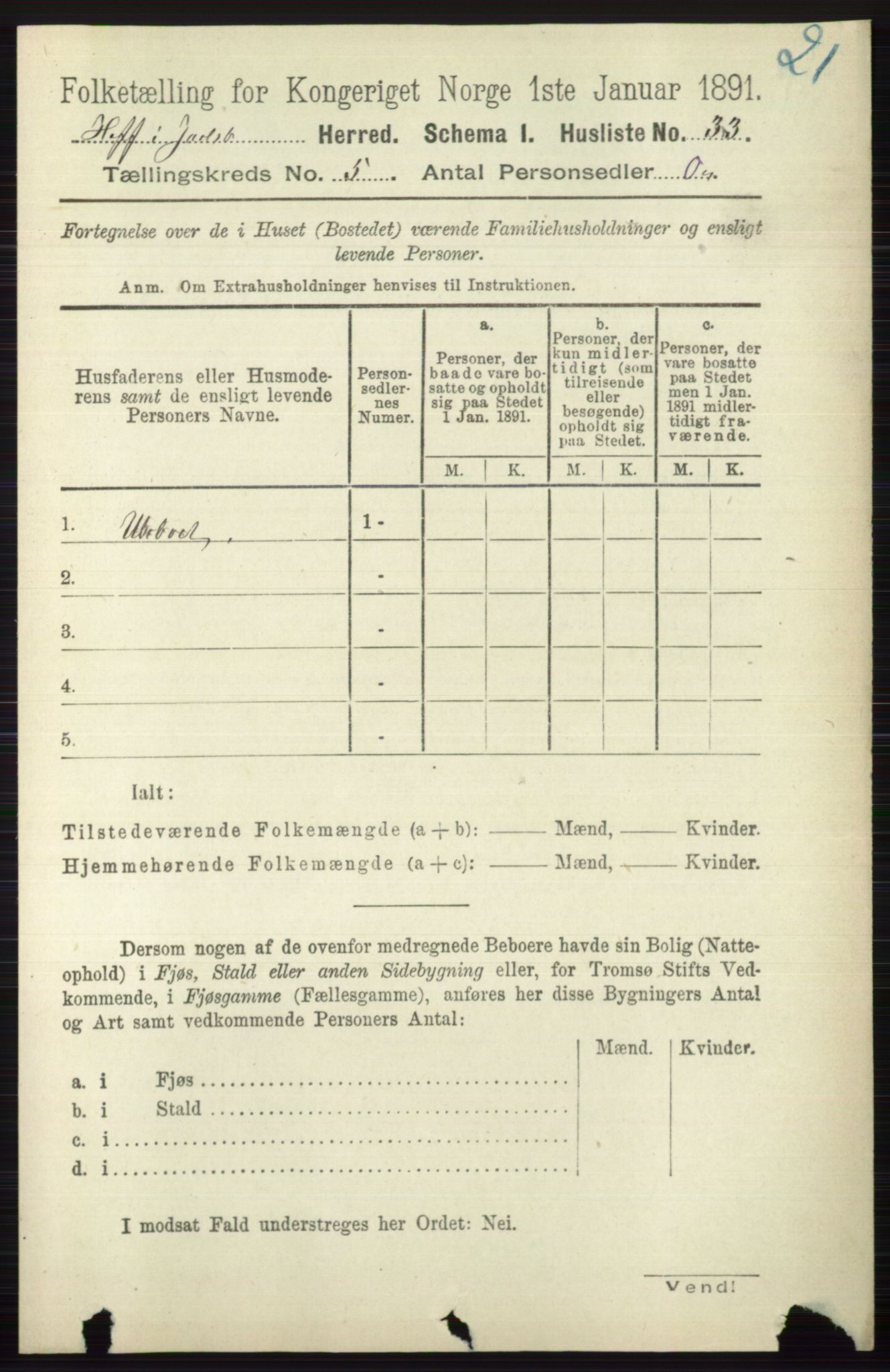 RA, 1891 census for 0714 Hof, 1891, p. 1489