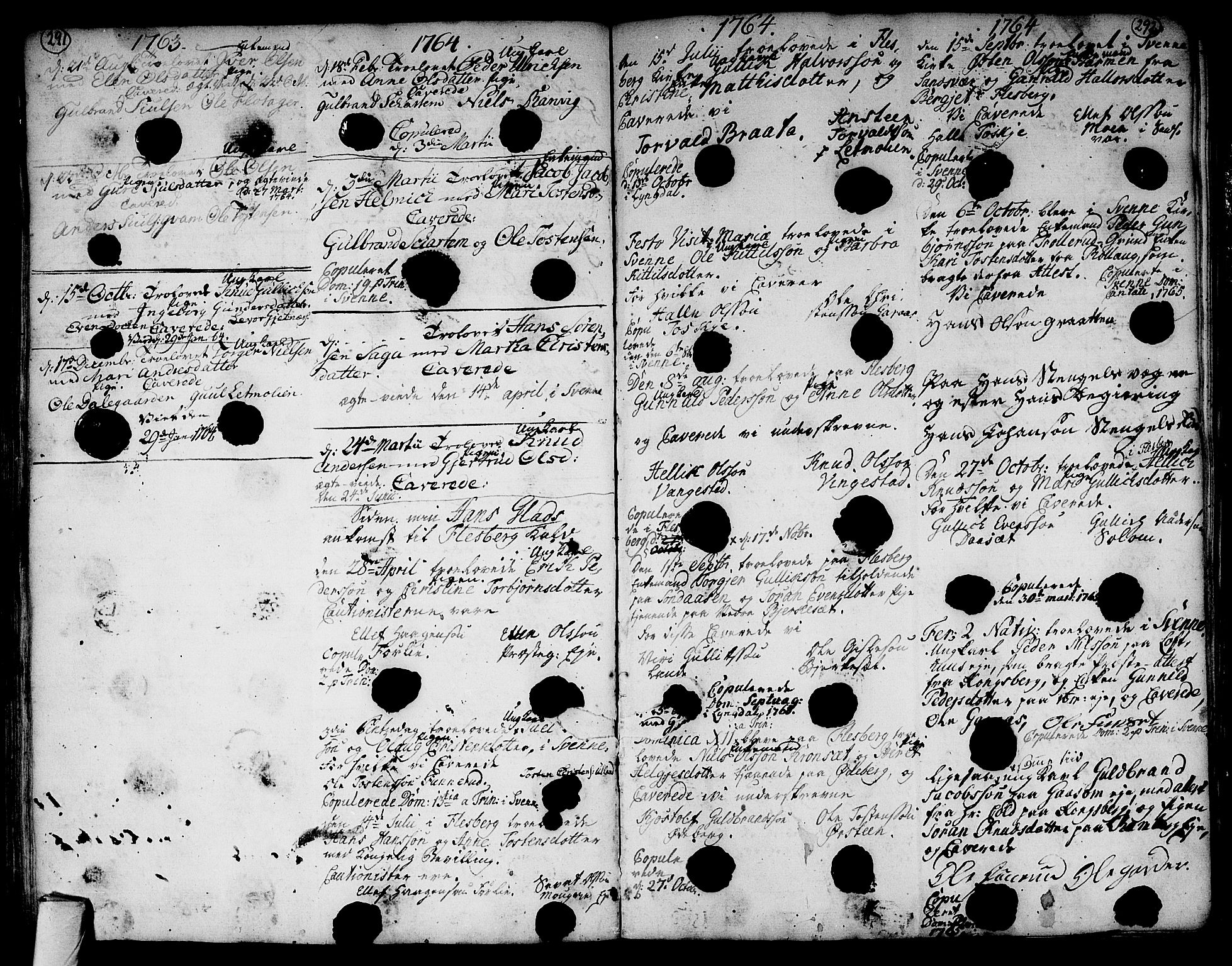 Flesberg kirkebøker, SAKO/A-18/F/Fa/L0003: Parish register (official) no. I 3, 1748-1790, p. 291-292