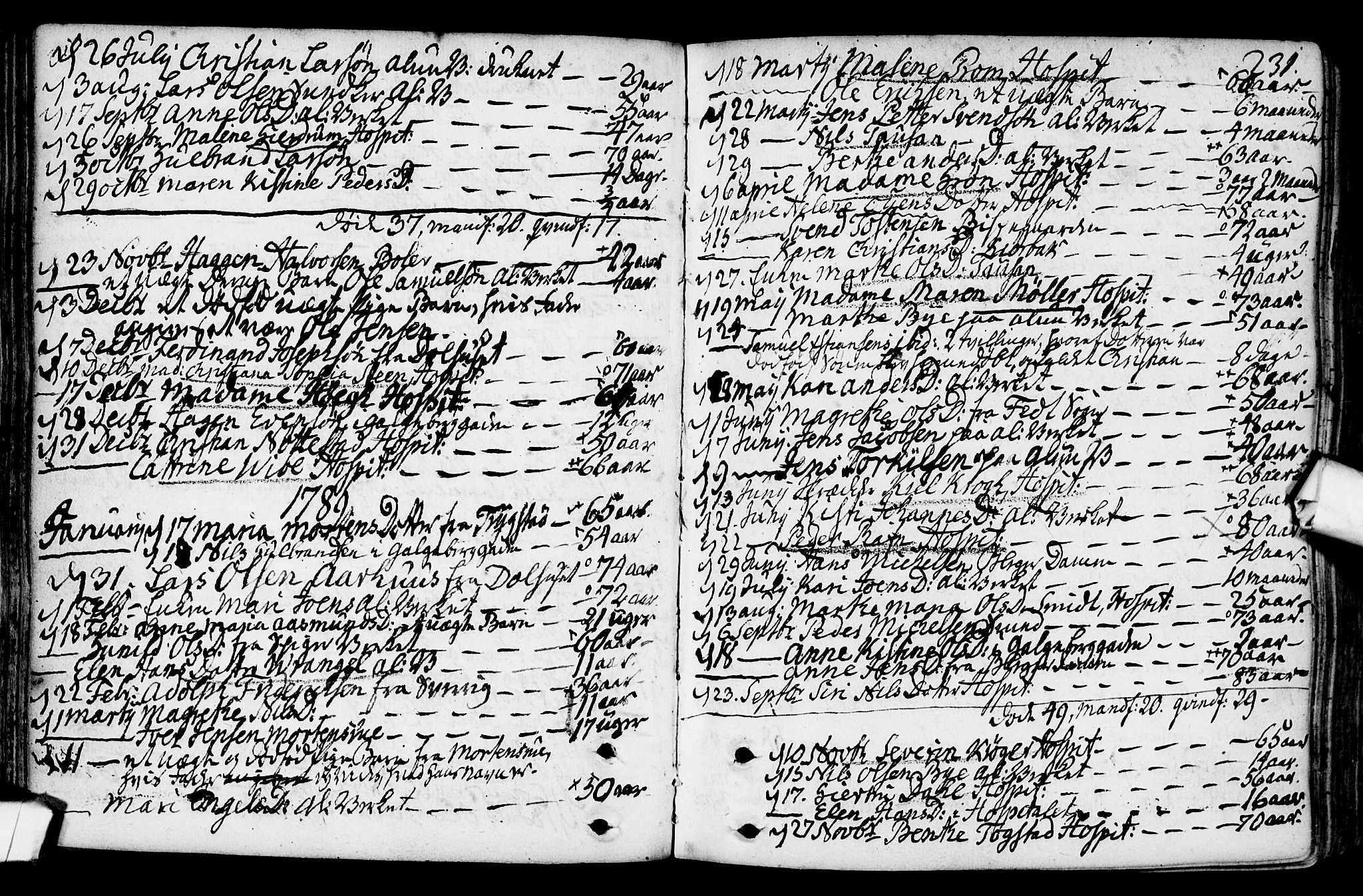 Gamlebyen prestekontor Kirkebøker, SAO/A-10884/F/Fa/L0001: Parish register (official) no. 1, 1734-1818, p. 231