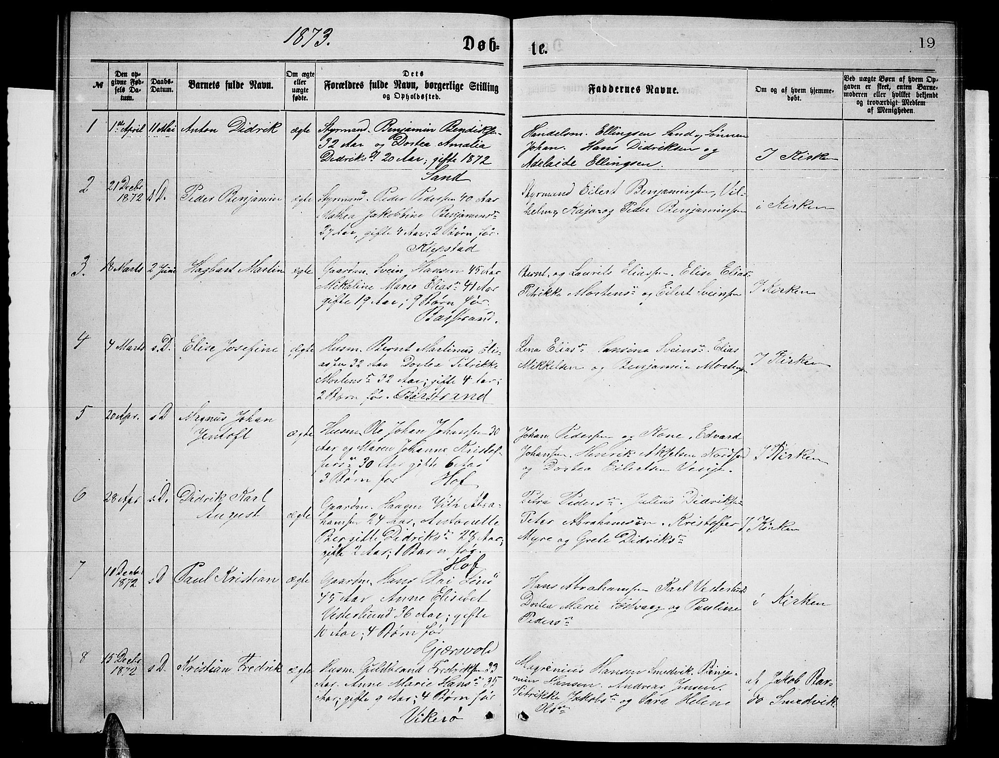 Ministerialprotokoller, klokkerbøker og fødselsregistre - Nordland, AV/SAT-A-1459/876/L1103: Parish register (copy) no. 876C02, 1870-1886, p. 19