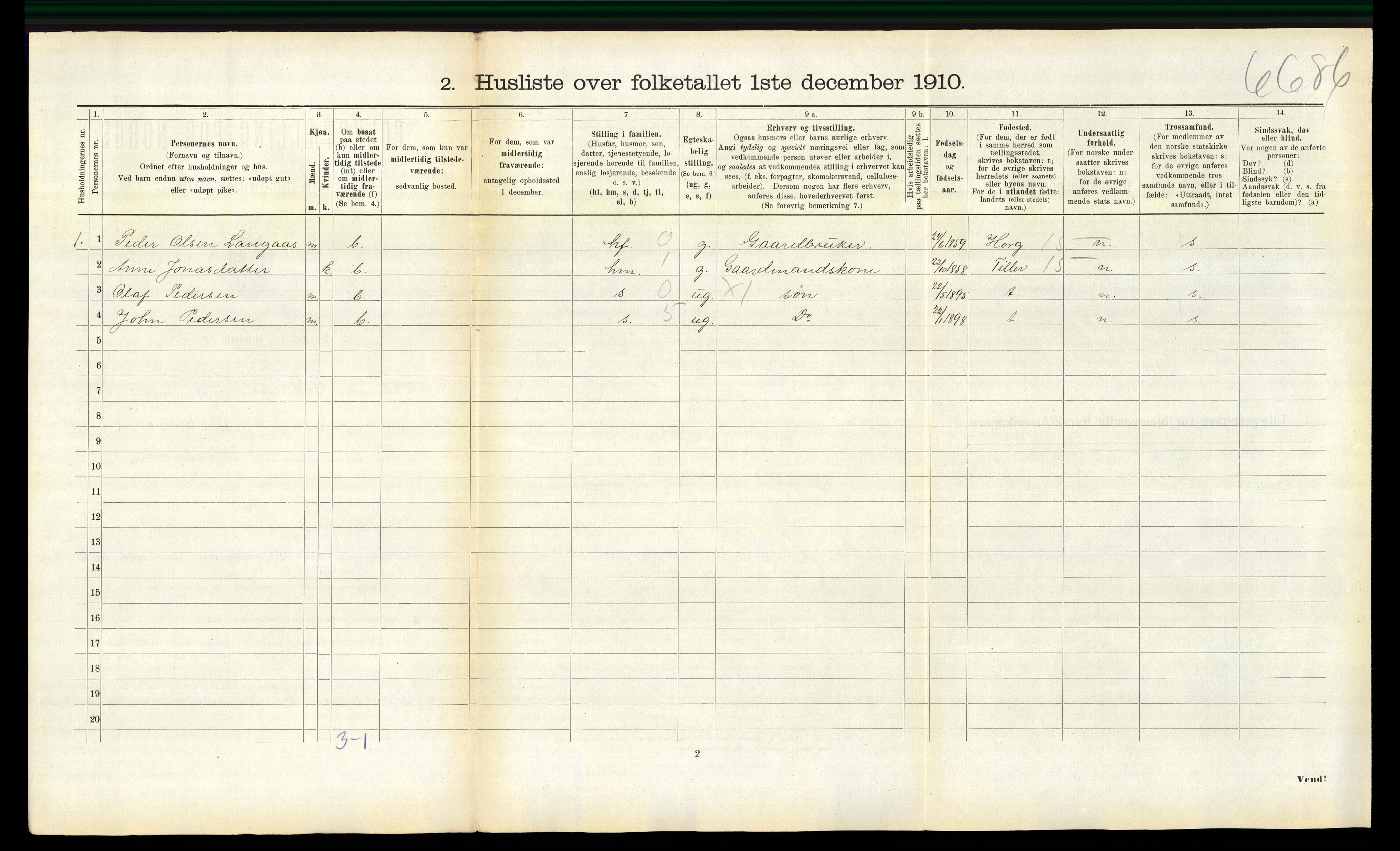 RA, 1910 census for Hølonda, 1910, p. 191