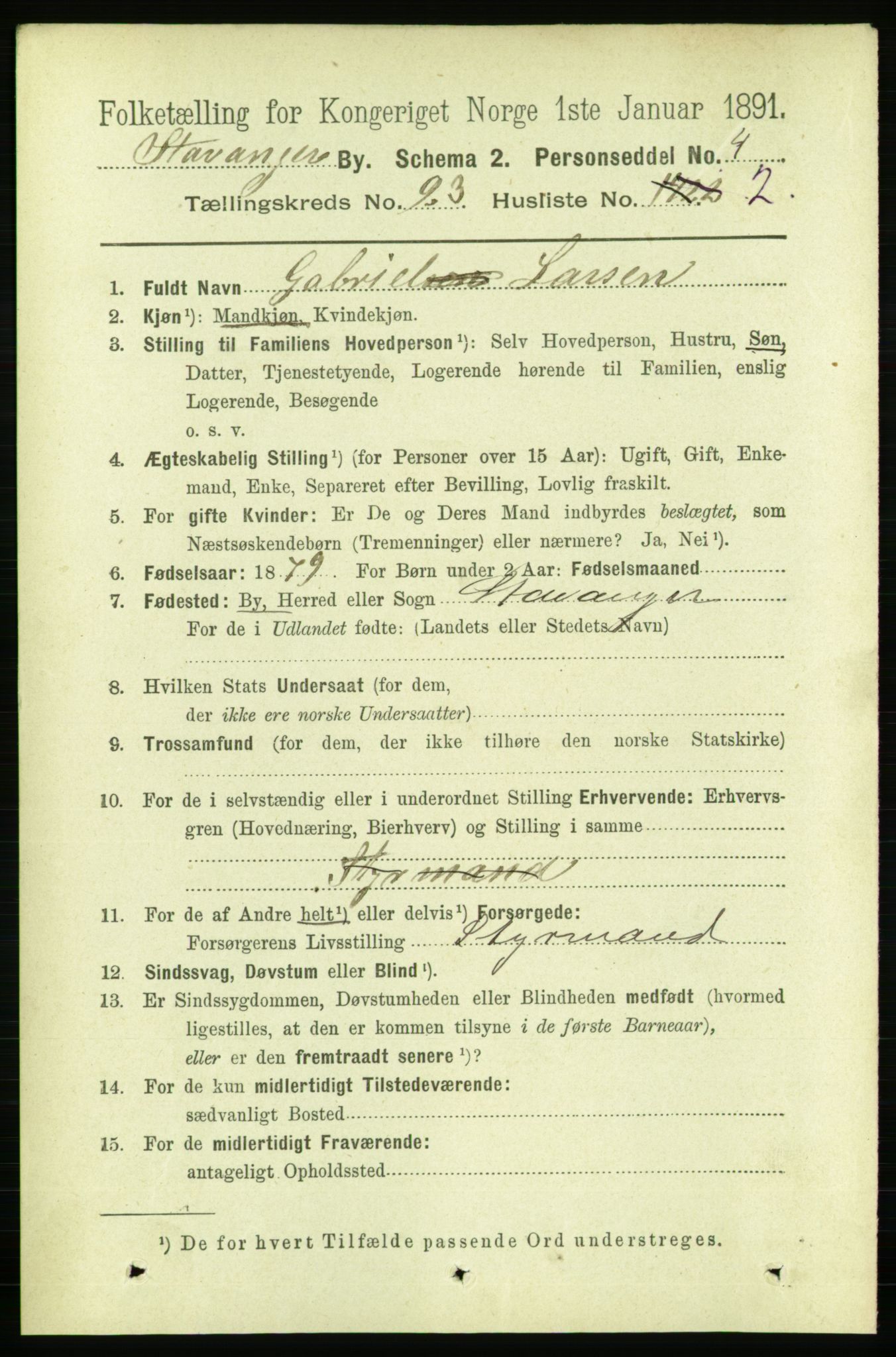 RA, 1891 census for 1103 Stavanger, 1891, p. 25261