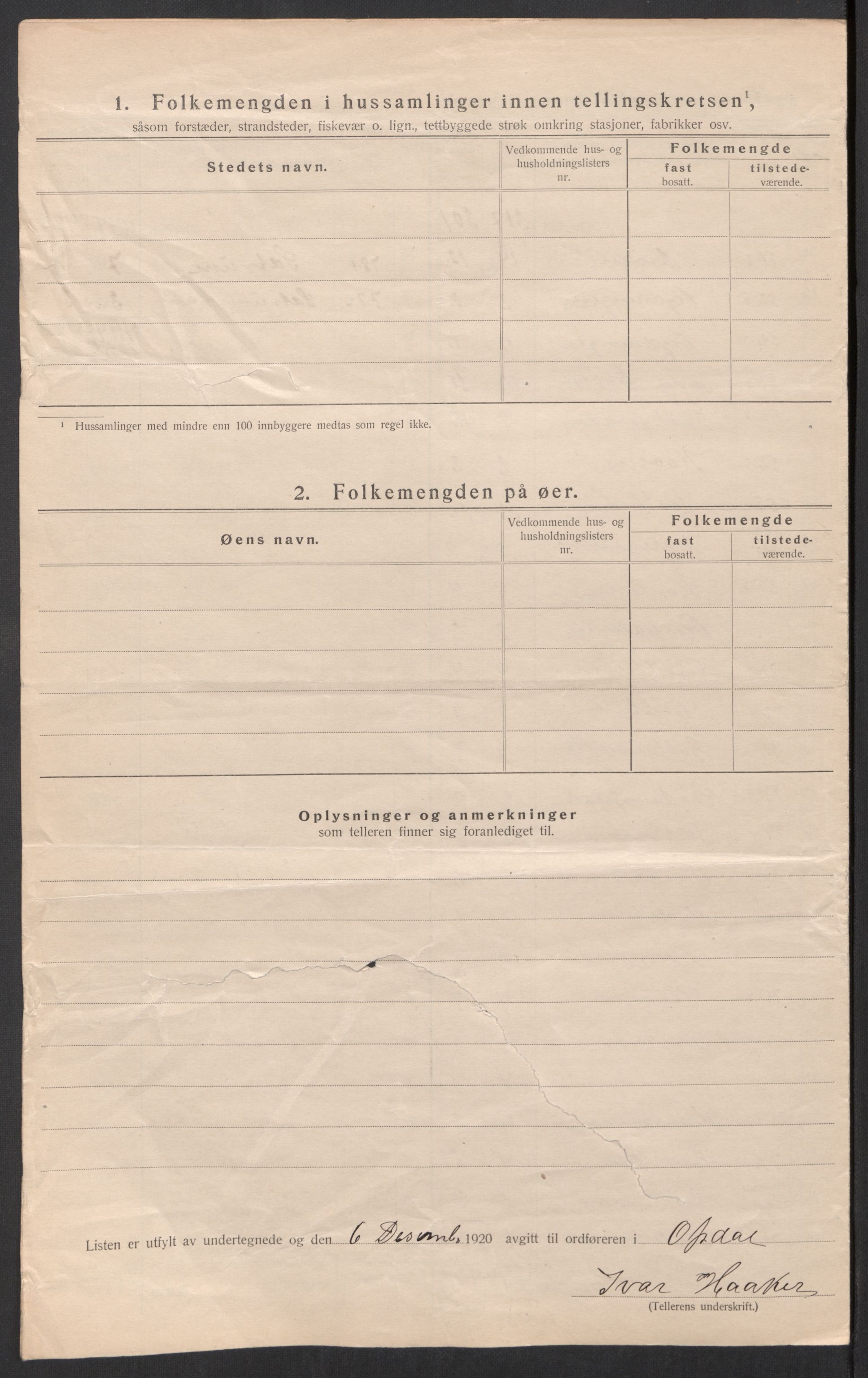 SAT, 1920 census for Oppdal, 1920, p. 17