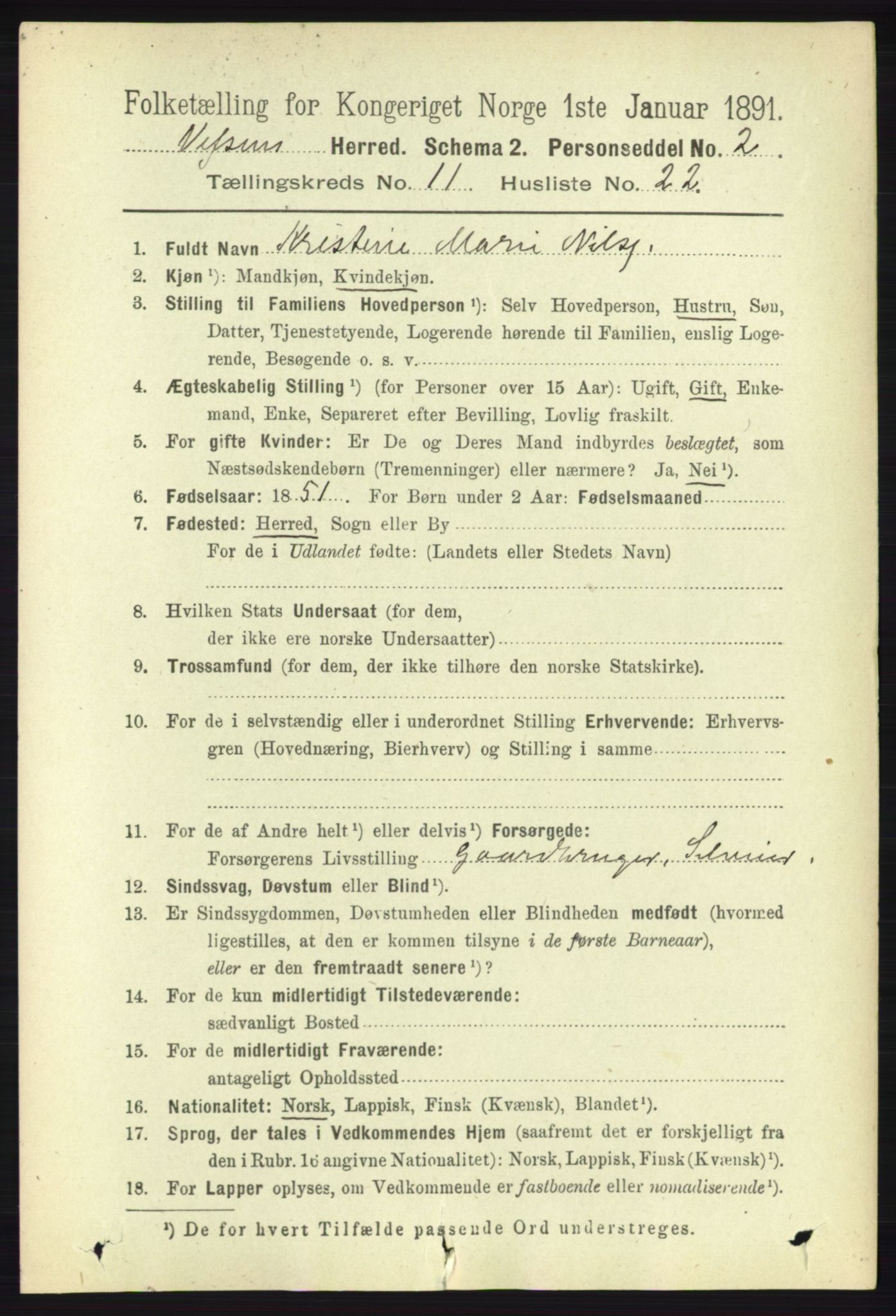 RA, 1891 census for 1824 Vefsn, 1891, p. 5798