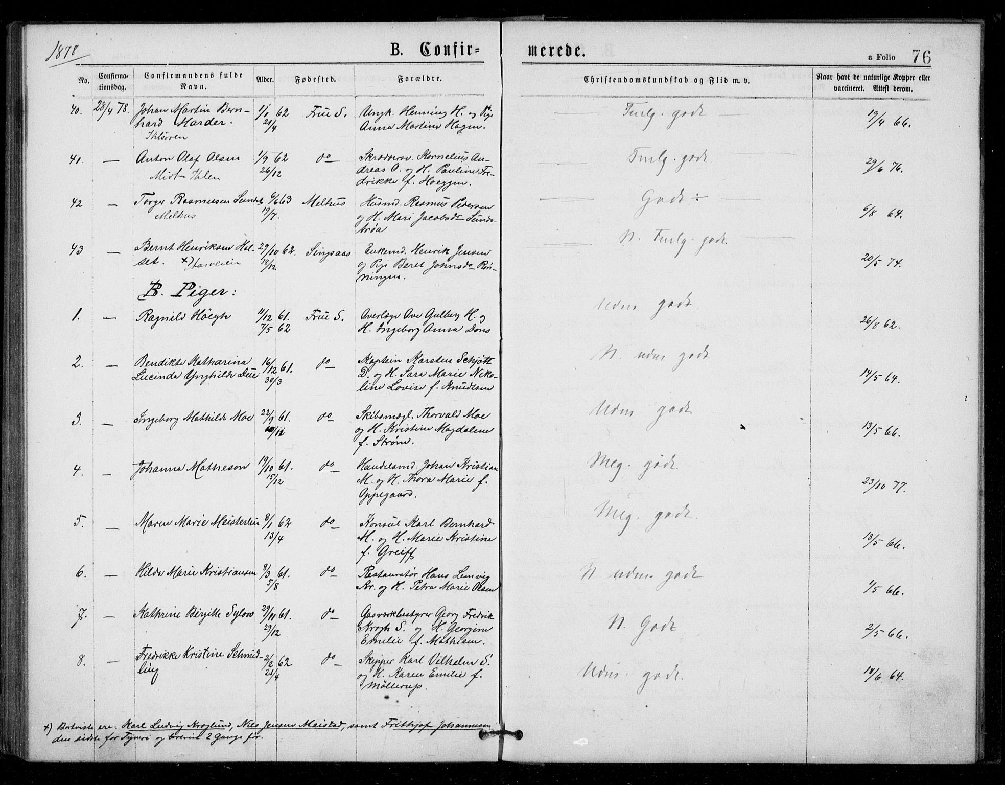 Ministerialprotokoller, klokkerbøker og fødselsregistre - Sør-Trøndelag, AV/SAT-A-1456/602/L0121: Parish register (official) no. 602A19, 1872-1879, p. 76