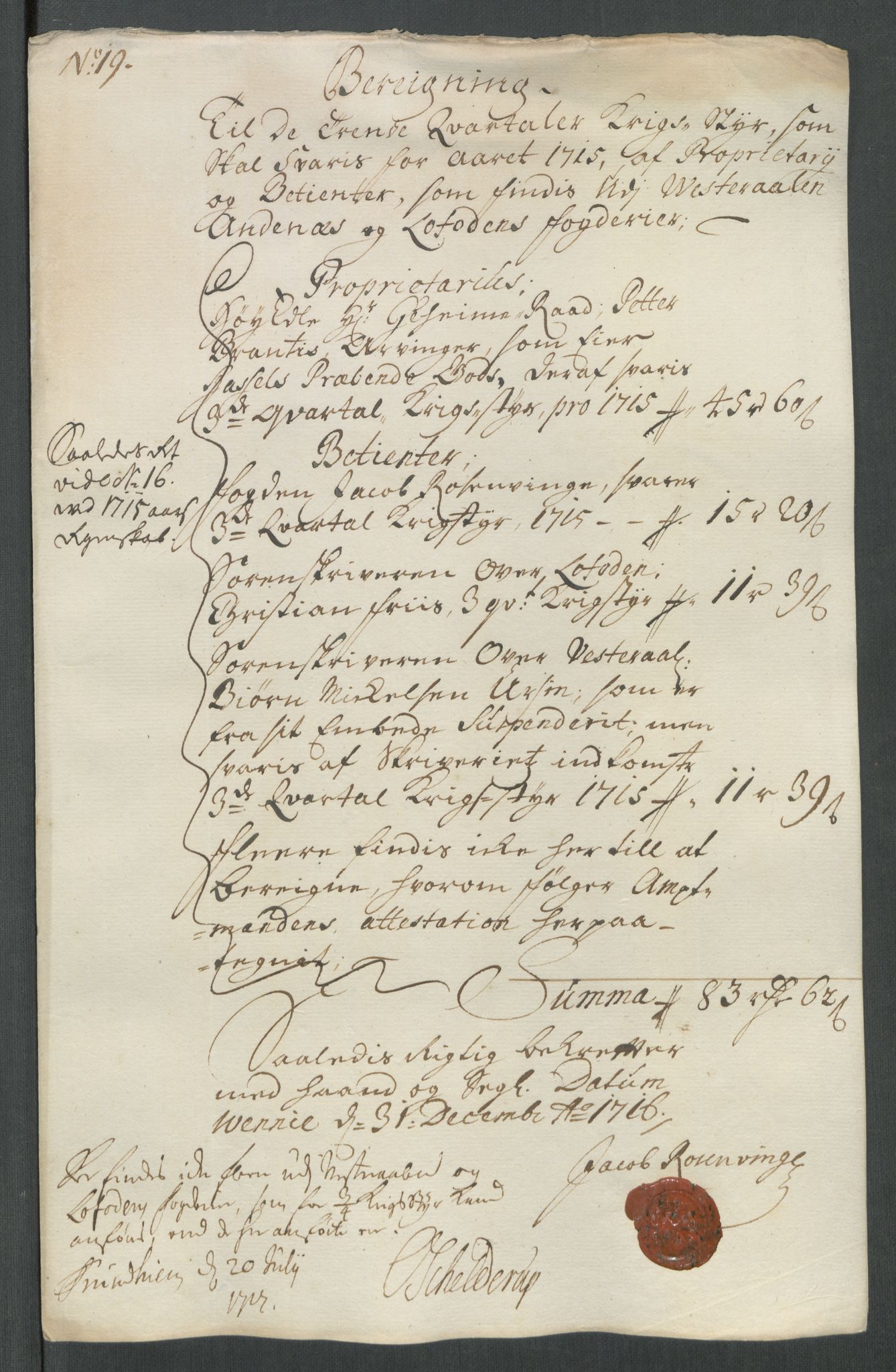 Rentekammeret inntil 1814, Reviderte regnskaper, Fogderegnskap, AV/RA-EA-4092/R67/L4682: Fogderegnskap Vesterålen, Andenes og Lofoten, 1716, p. 139