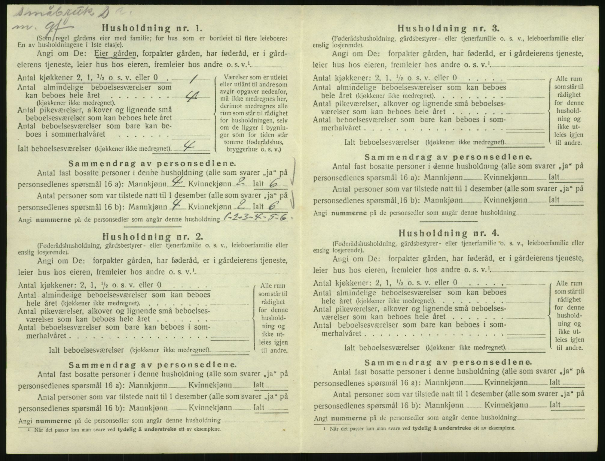 SAK, 1920 census for Vegusdal, 1920, p. 82