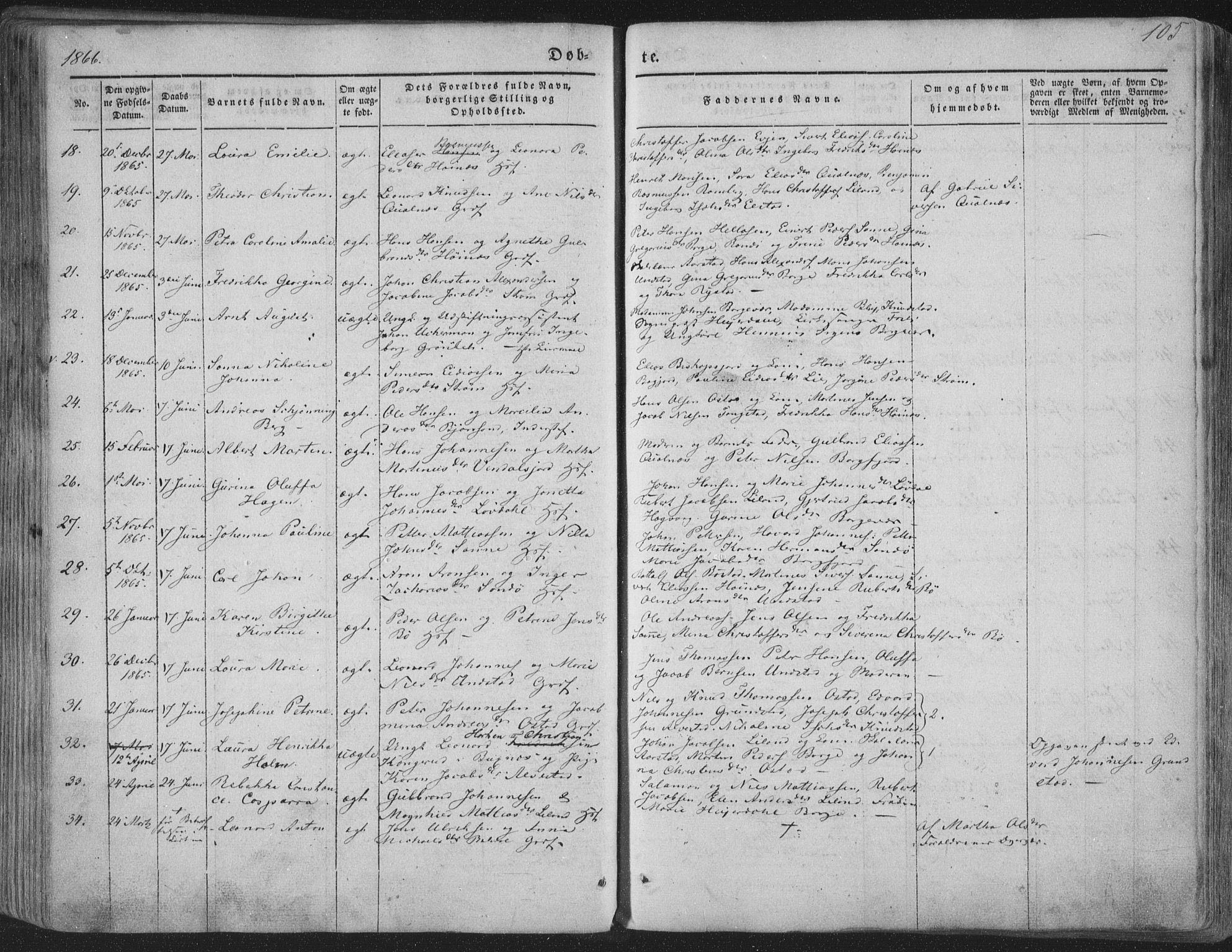 Ministerialprotokoller, klokkerbøker og fødselsregistre - Nordland, AV/SAT-A-1459/880/L1131: Parish register (official) no. 880A05, 1844-1868, p. 105