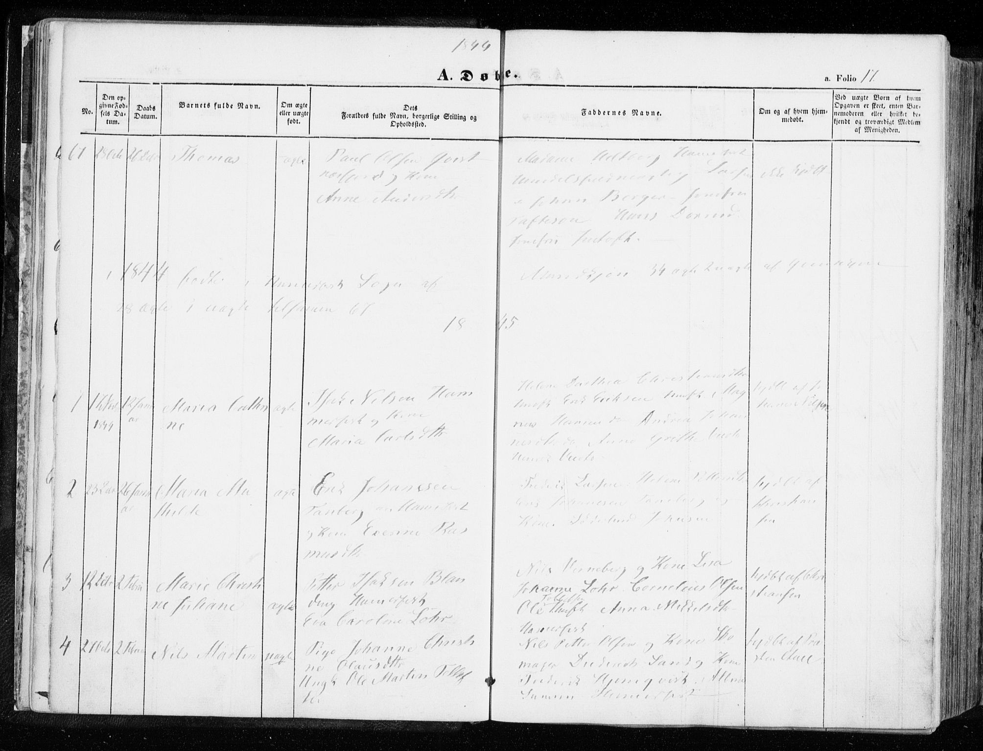 Hammerfest sokneprestkontor, SATØ/S-1347/H/Ha/L0004.kirke: Parish register (official) no. 4, 1843-1856, p. 17