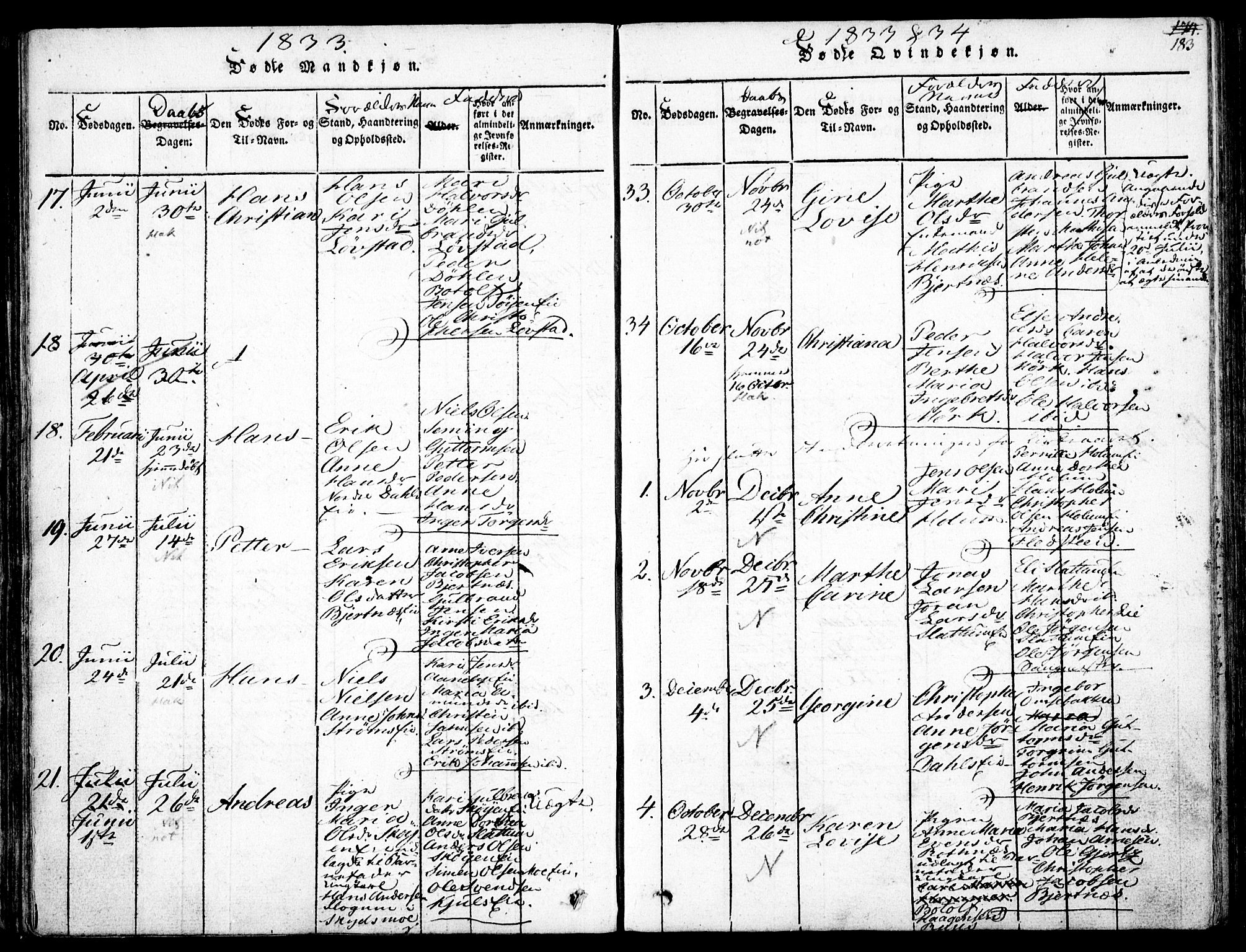 Nittedal prestekontor Kirkebøker, AV/SAO-A-10365a/F/Fa/L0003: Parish register (official) no. I 3, 1814-1836, p. 183