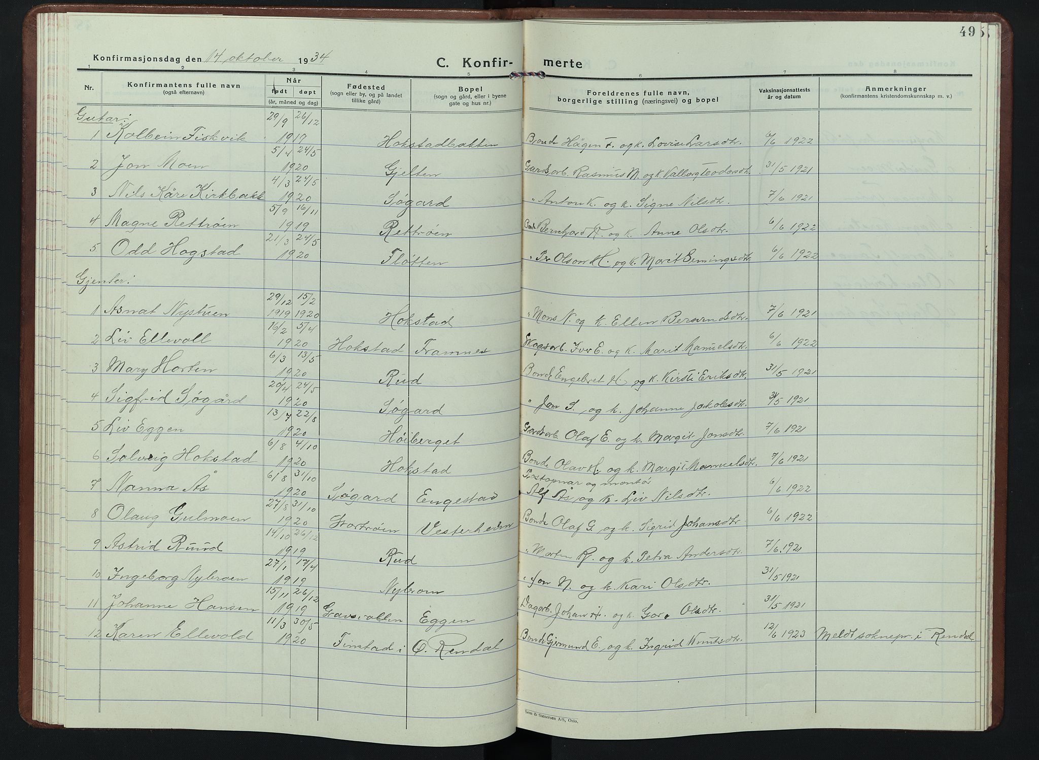 Tynset prestekontor, AV/SAH-PREST-058/H/Ha/Hab/L0013: Parish register (copy) no. 13, 1930-1946, p. 49