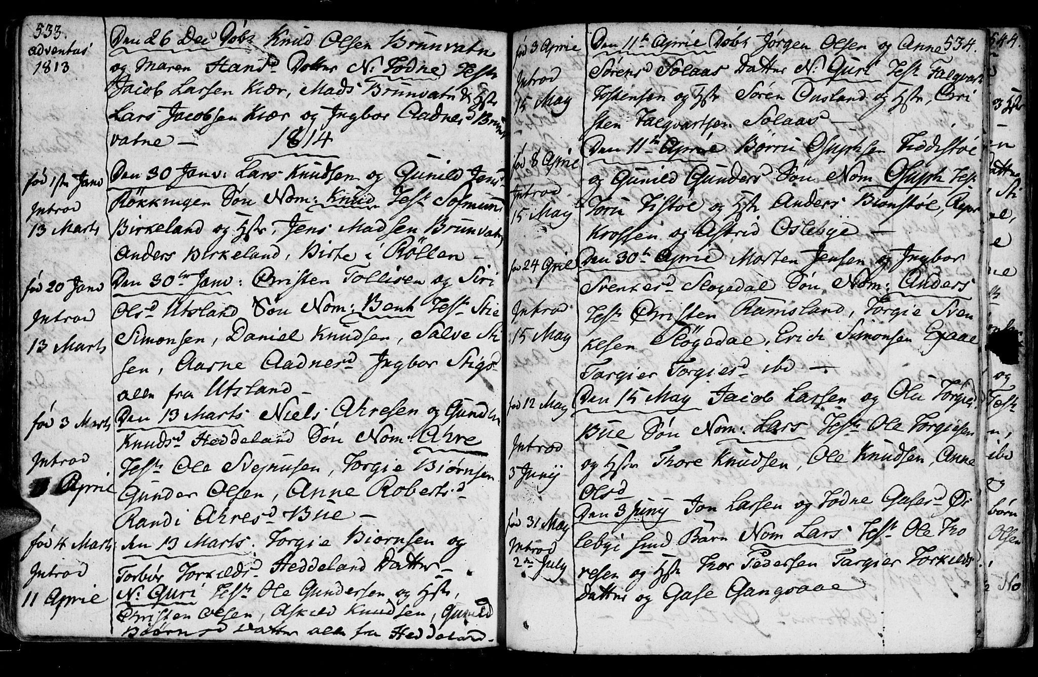 Holum sokneprestkontor, SAK/1111-0022/F/Fa/Fac/L0001: Parish register (official) no. A 1, 1773-1820, p. 533-534