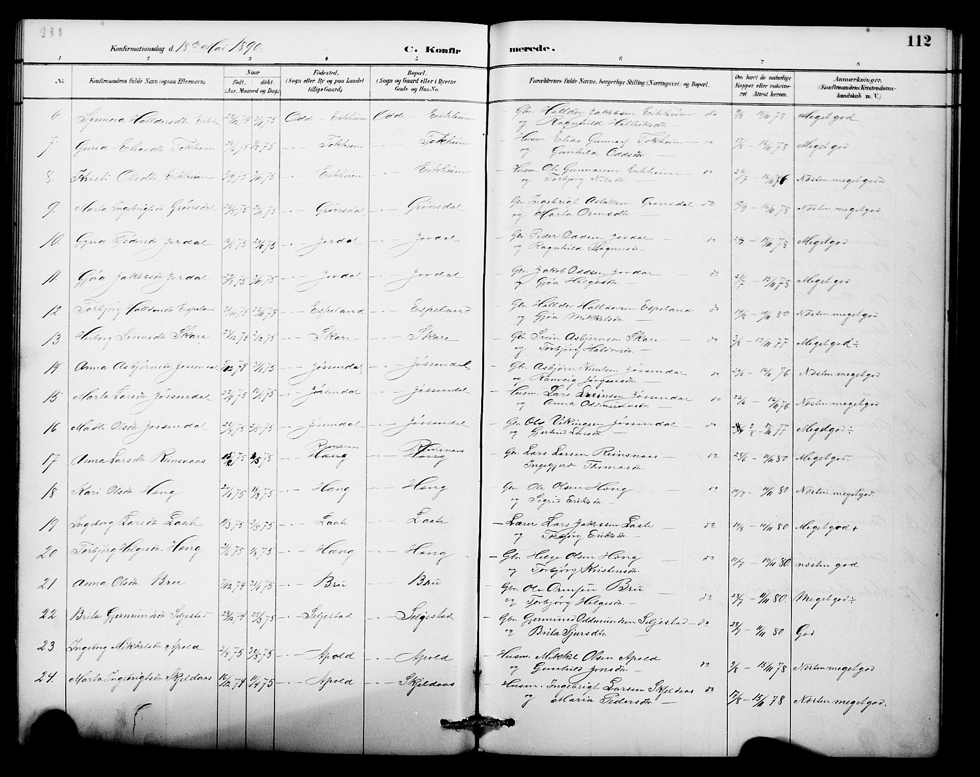 Odda Sokneprestembete, SAB/A-77201/H/Hab: Parish register (copy) no. A 7, 1887-1912, p. 112