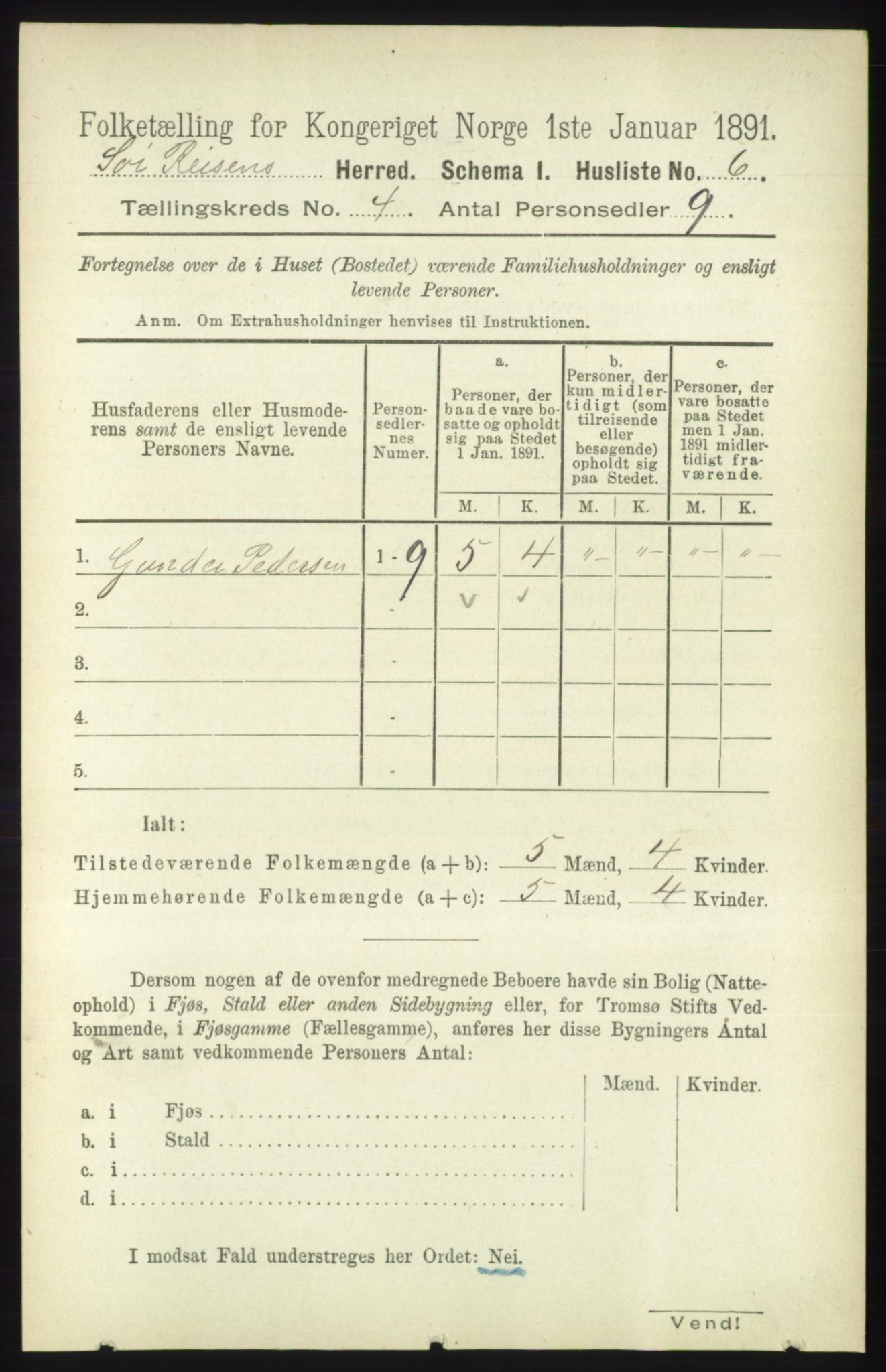 RA, 1891 census for 1925 Sørreisa, 1891, p. 1016