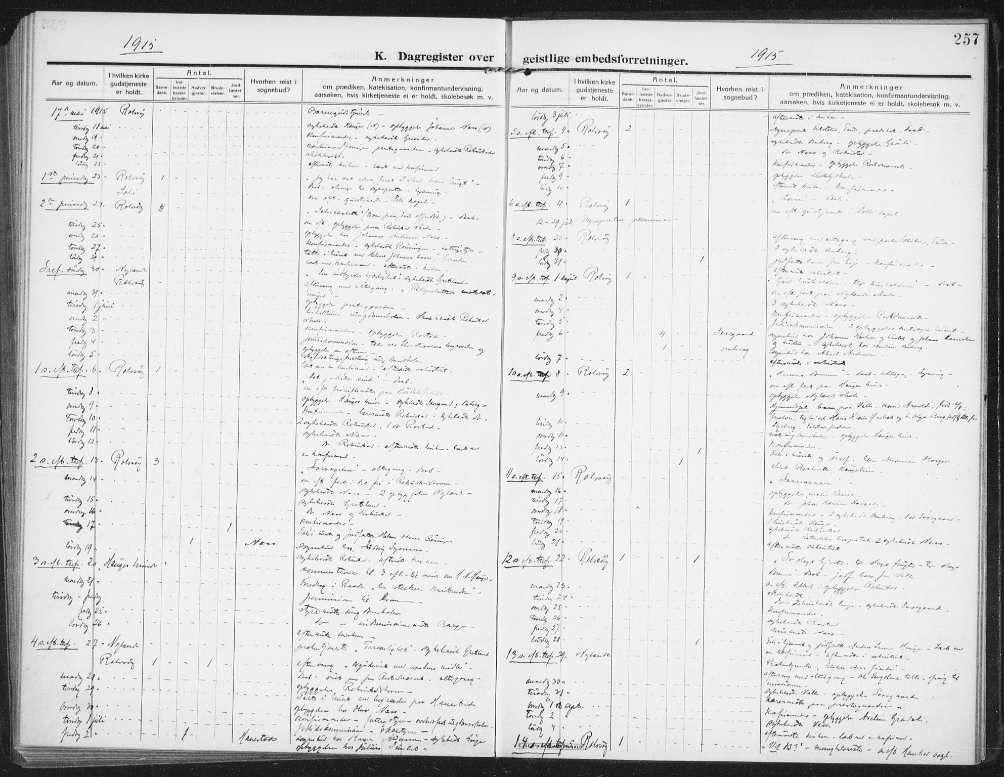 Rolvsøy prestekontor Kirkebøker, SAO/A-2004/F/Fa/L0002: Parish register (official) no. 2, 1909-1917, p. 257