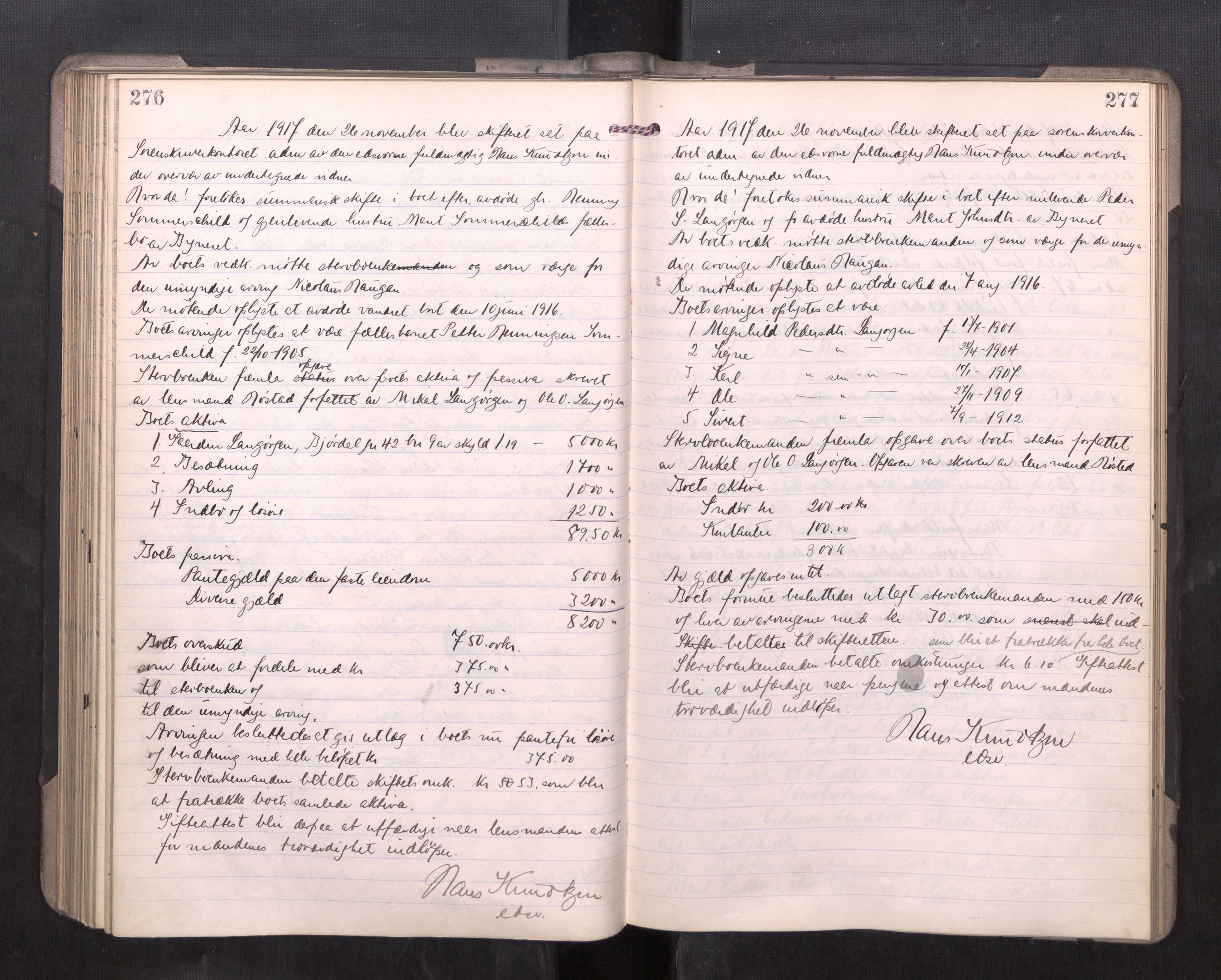 Strinda og Selbu sorenskriveri, AV/SAT-A-0015/3/3B/L0012: Skifteforhandlingsprot. 12, 1915-1919, p. 276-277