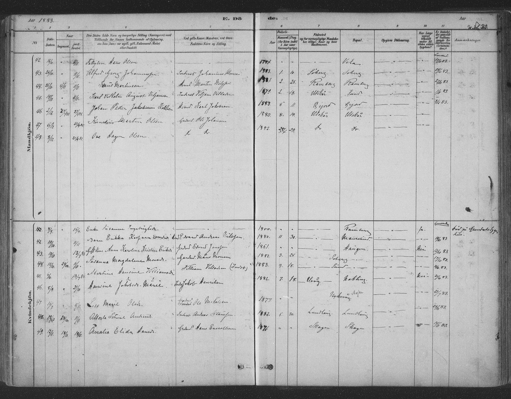 Ministerialprotokoller, klokkerbøker og fødselsregistre - Nordland, AV/SAT-A-1459/891/L1302: Parish register (official) no. 891A07, 1878-1895, p. 362