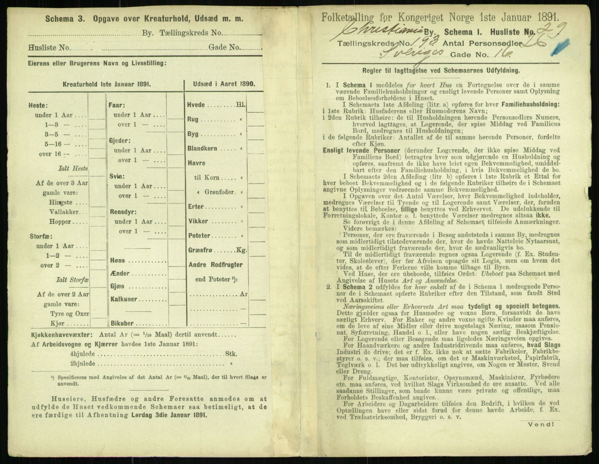 RA, 1891 census for 0301 Kristiania, 1891, p. 116120