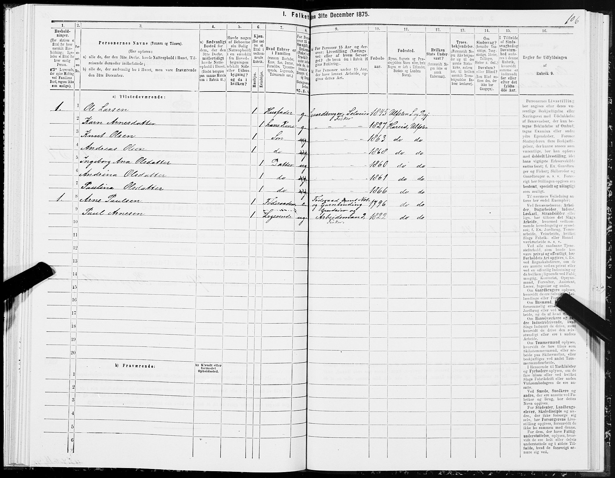 SAT, 1875 census for 1516P Ulstein, 1875, p. 3106