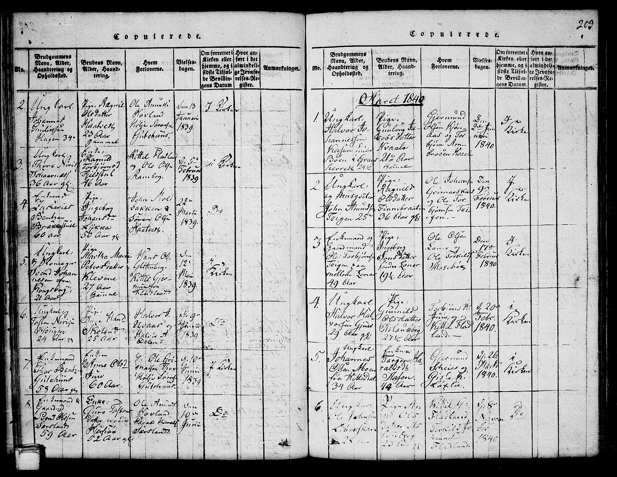 Hjartdal kirkebøker, SAKO/A-270/G/Ga/L0001: Parish register (copy) no. I 1, 1815-1842, p. 203