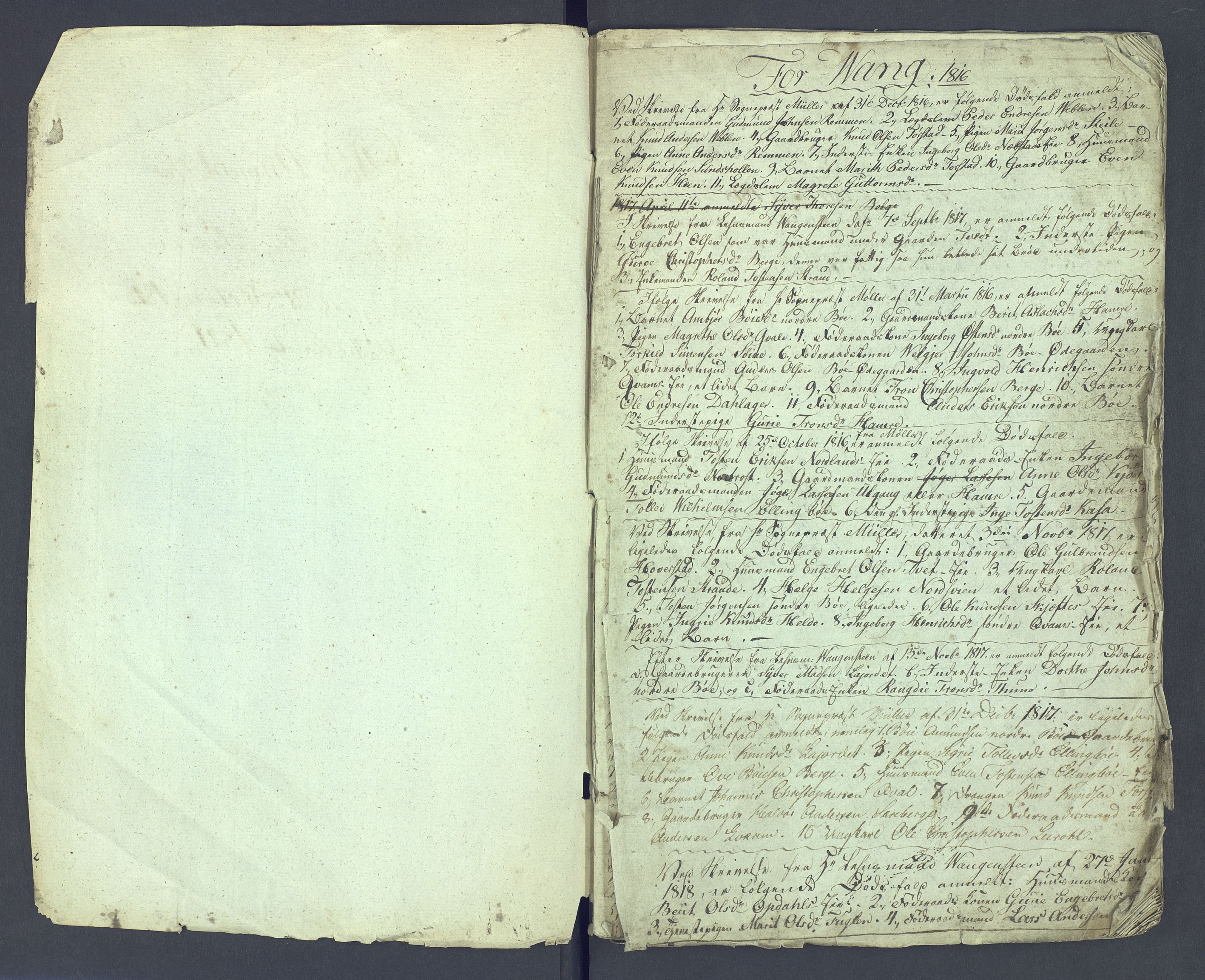Valdres sorenskriveri, AV/SAH-TING-016/J/Je/L0001/0001: Dødsfallsprotokoller / Dødsfallsprotokoll, 1816-1821