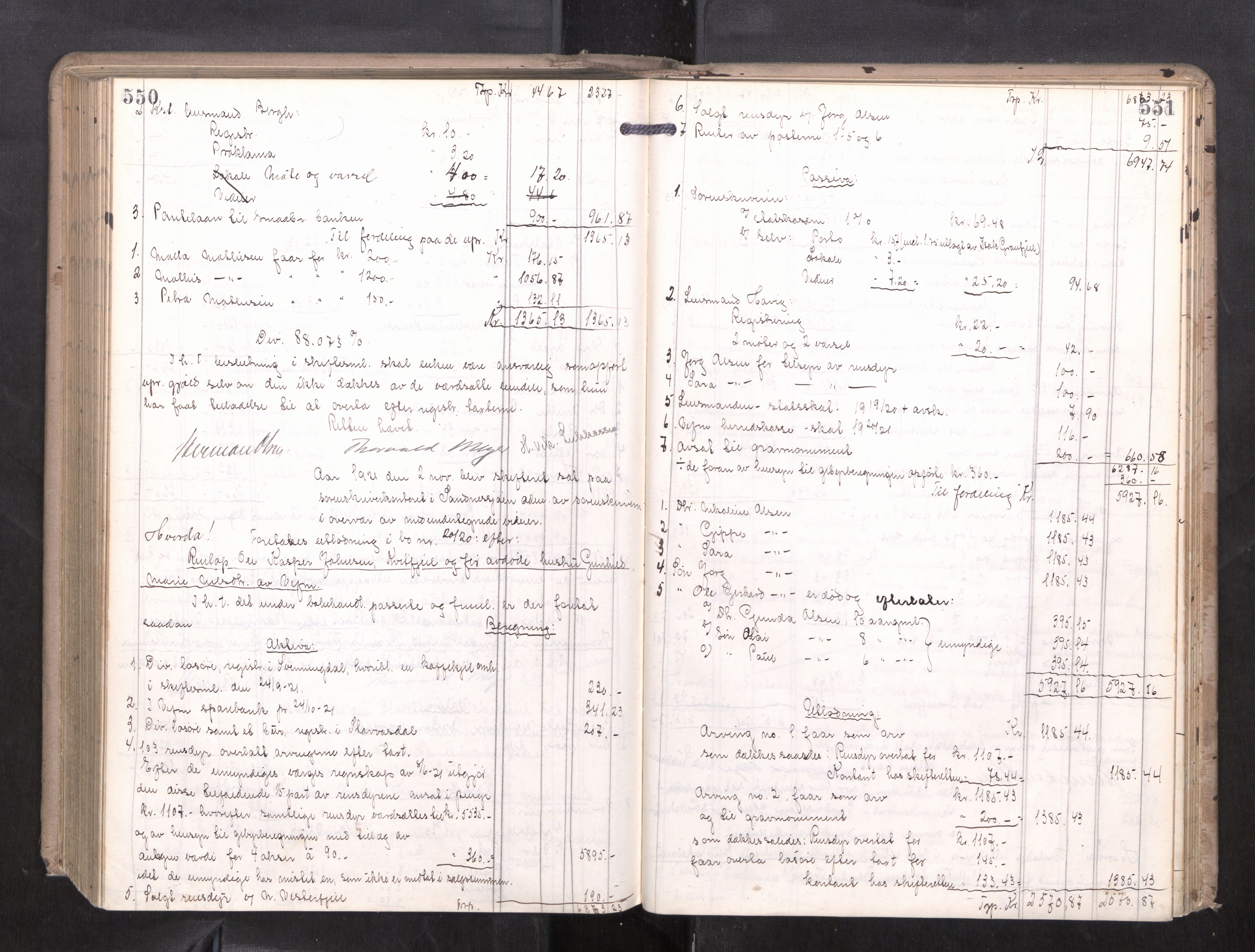 Søndre Helgeland sorenskriveri, AV/SAT-A-4575/1/3/3A/L0009: Skifteutlodningsprot., 1913-1924, p. 550-551
