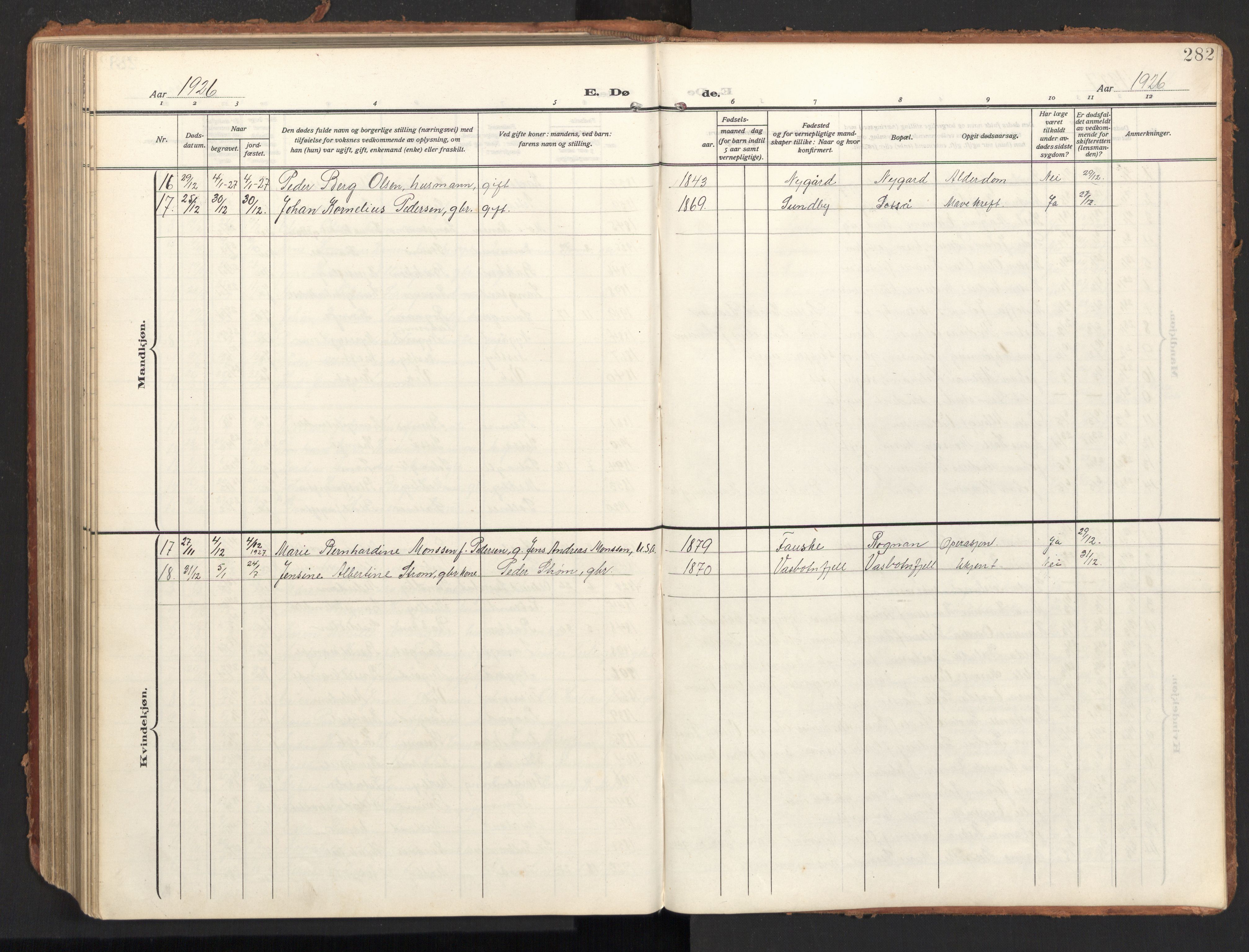 Ministerialprotokoller, klokkerbøker og fødselsregistre - Nordland, SAT/A-1459/847/L0683: Parish register (copy) no. 847C11, 1908-1929, p. 282