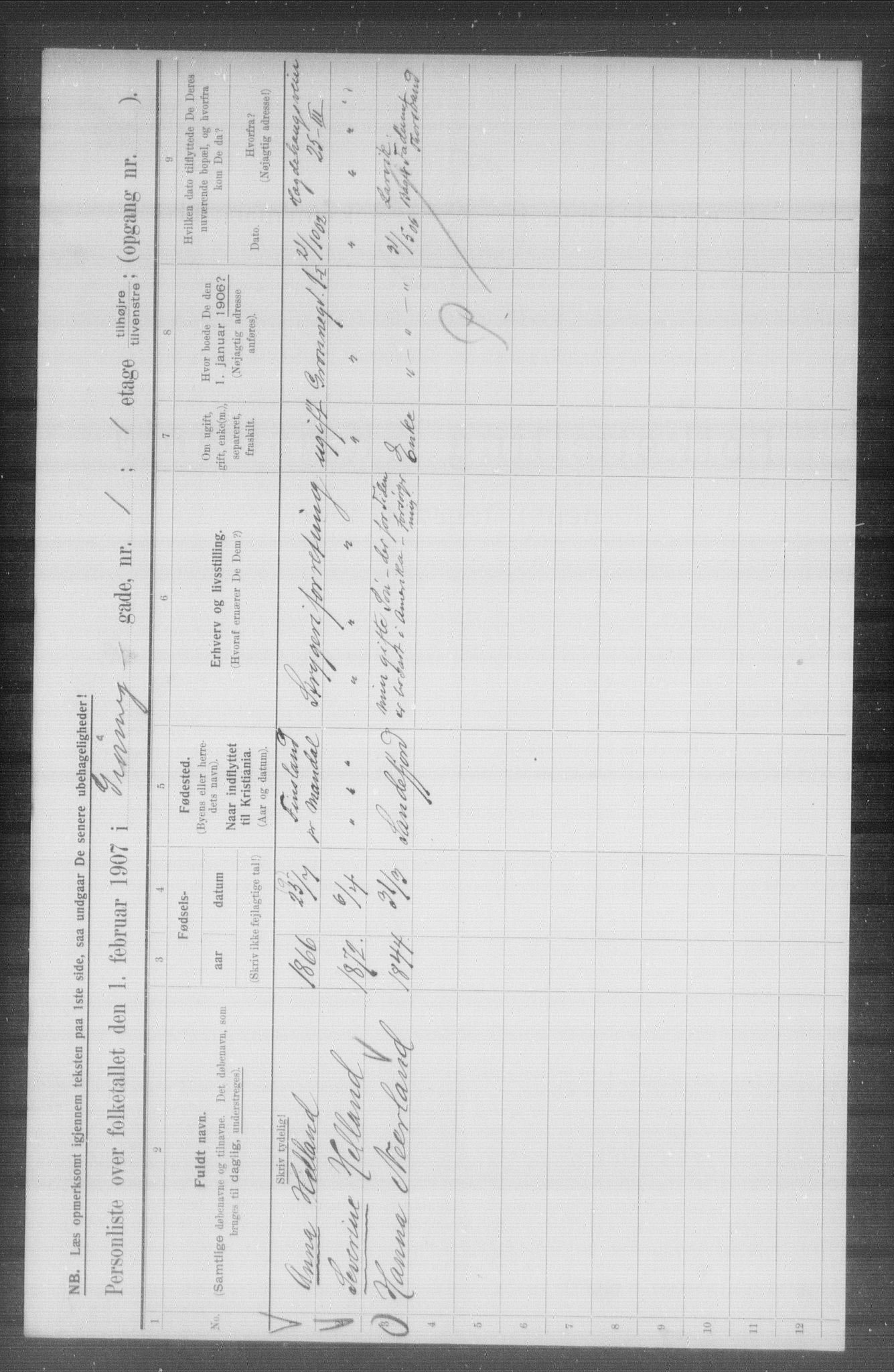 OBA, Municipal Census 1907 for Kristiania, 1907, p. 16454