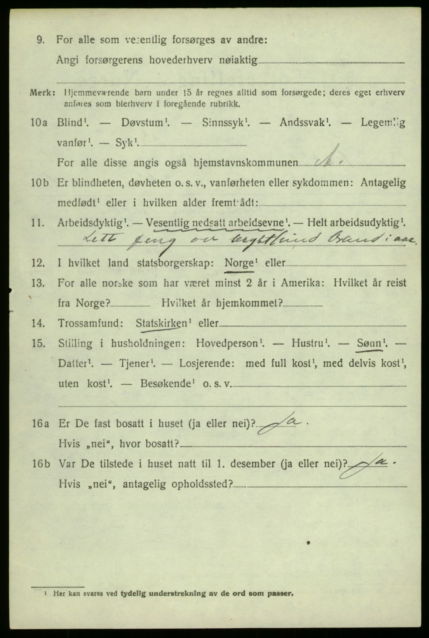 SAB, 1920 census for Aurland, 1920, p. 4751