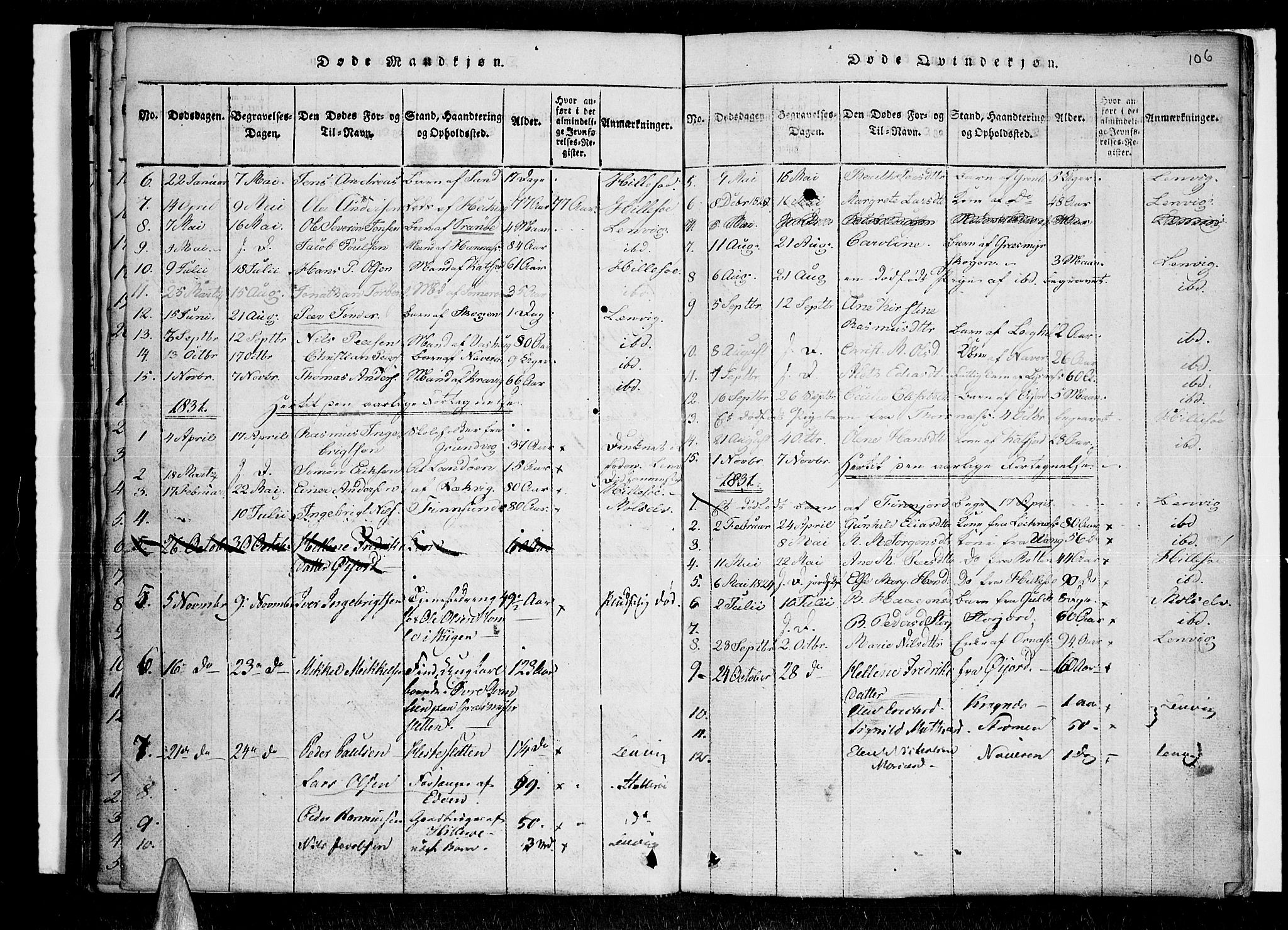 Lenvik sokneprestembete, AV/SATØ-S-1310/H/Ha/Haa/L0003kirke: Parish register (official) no. 3, 1820-1831, p. 106