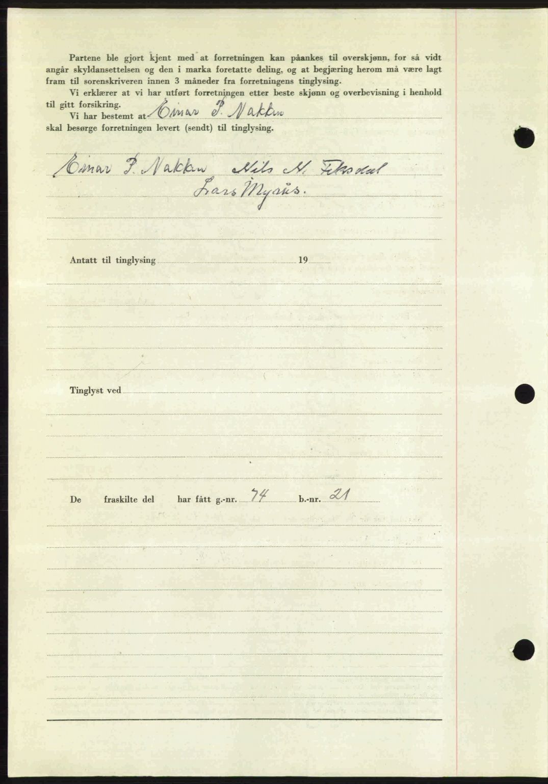 Romsdal sorenskriveri, SAT/A-4149/1/2/2C: Mortgage book no. A24, 1947-1947, Diary no: : 3137/1947