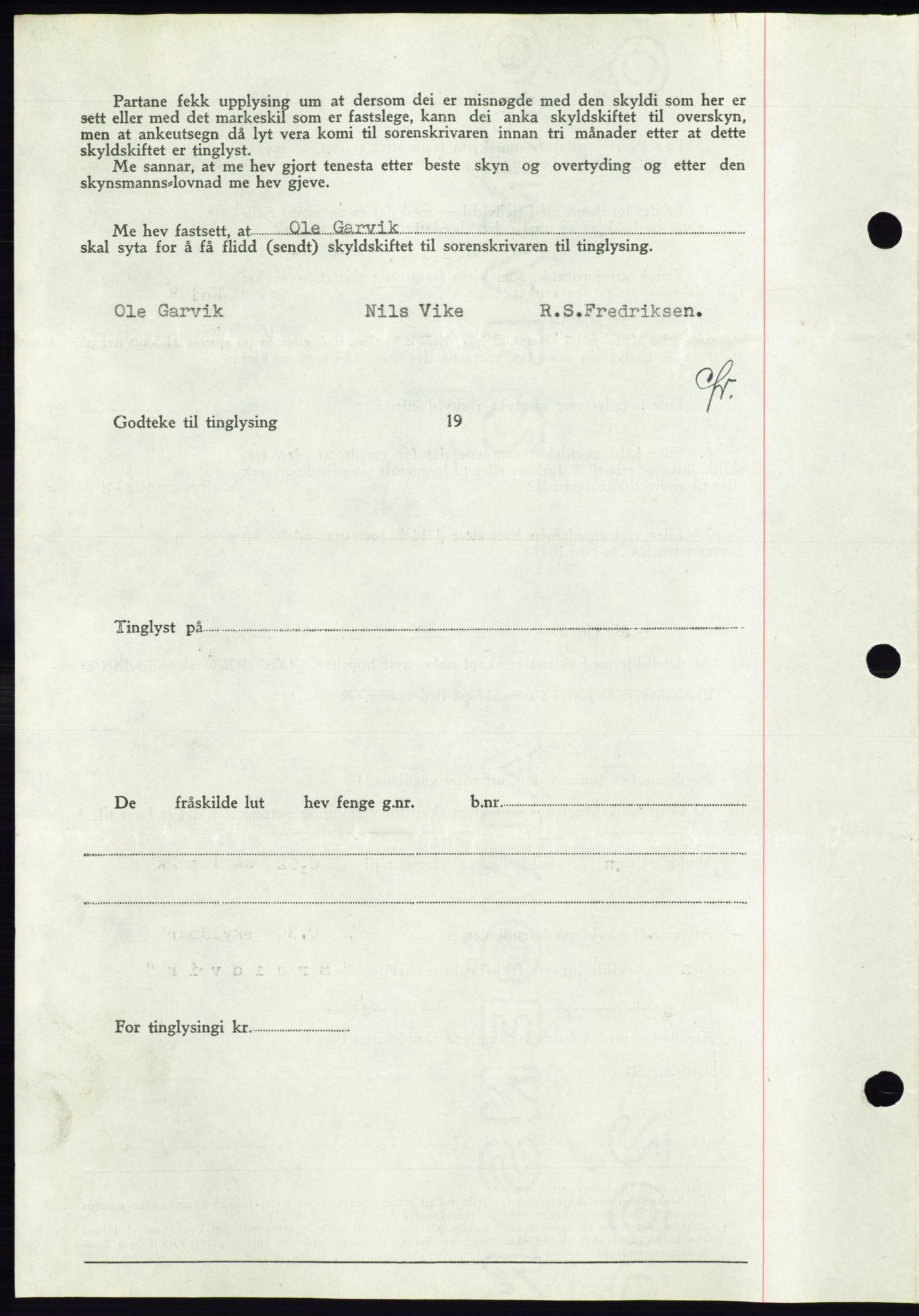 Søre Sunnmøre sorenskriveri, AV/SAT-A-4122/1/2/2C/L0070: Mortgage book no. 64, 1940-1941, Diary no: : 11/1941