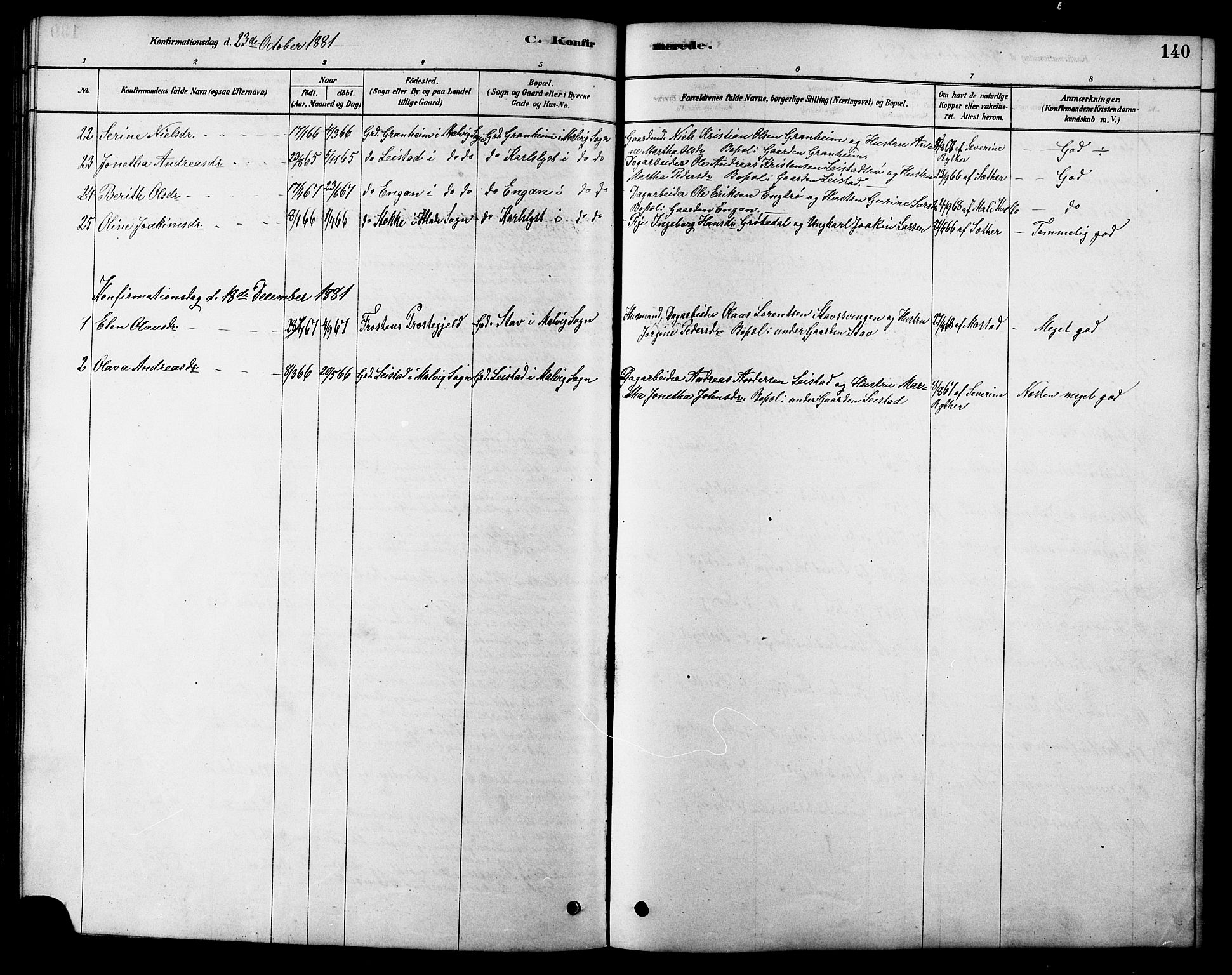 Ministerialprotokoller, klokkerbøker og fødselsregistre - Sør-Trøndelag, AV/SAT-A-1456/616/L0423: Parish register (copy) no. 616C06, 1878-1903, p. 140