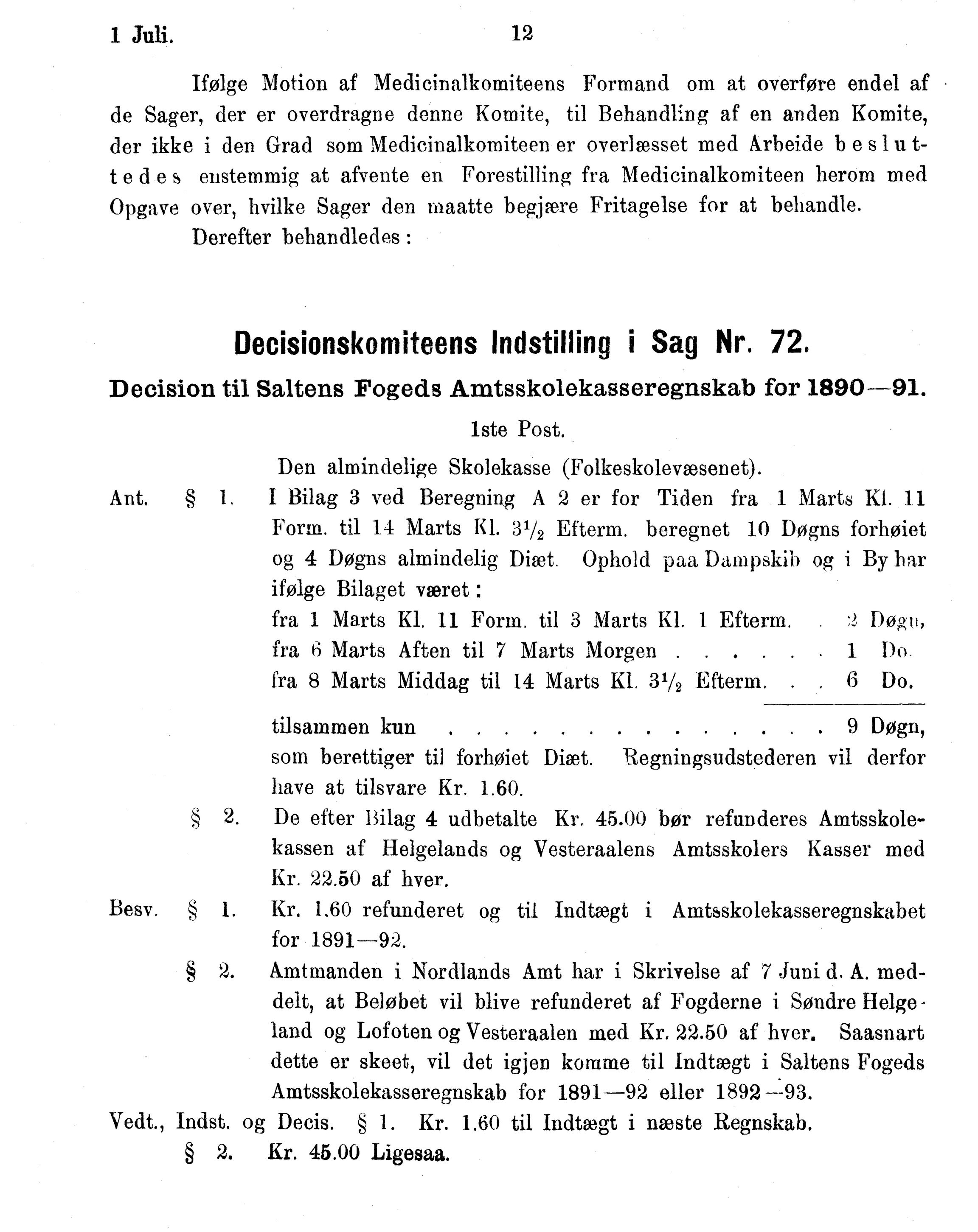 Nordland Fylkeskommune. Fylkestinget, AIN/NFK-17/176/A/Ac/L0016: Fylkestingsforhandlinger 1891-1893, 1891-1893