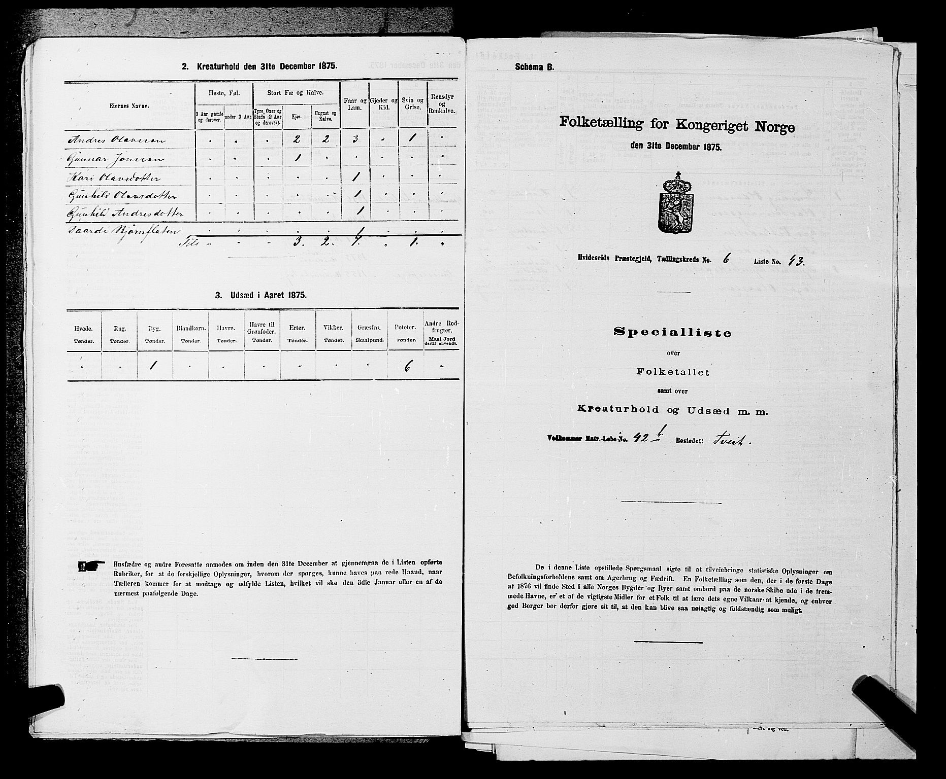 SAKO, 1875 census for 0829P Kviteseid, 1875, p. 569